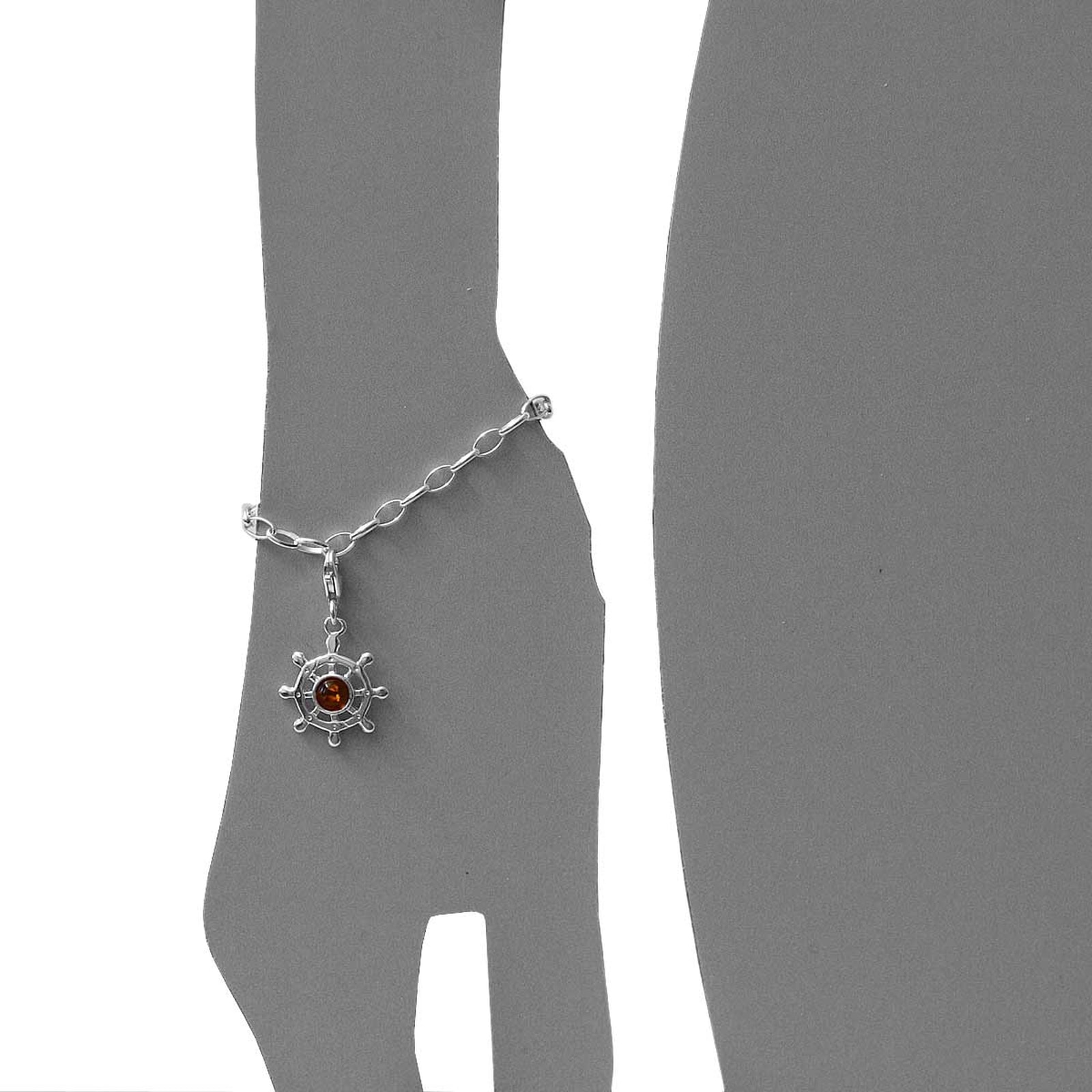 OSTSEE-SCHMUCK Kettenanhänger »- Steuerrad - Silber 925/000 - Bernstein«