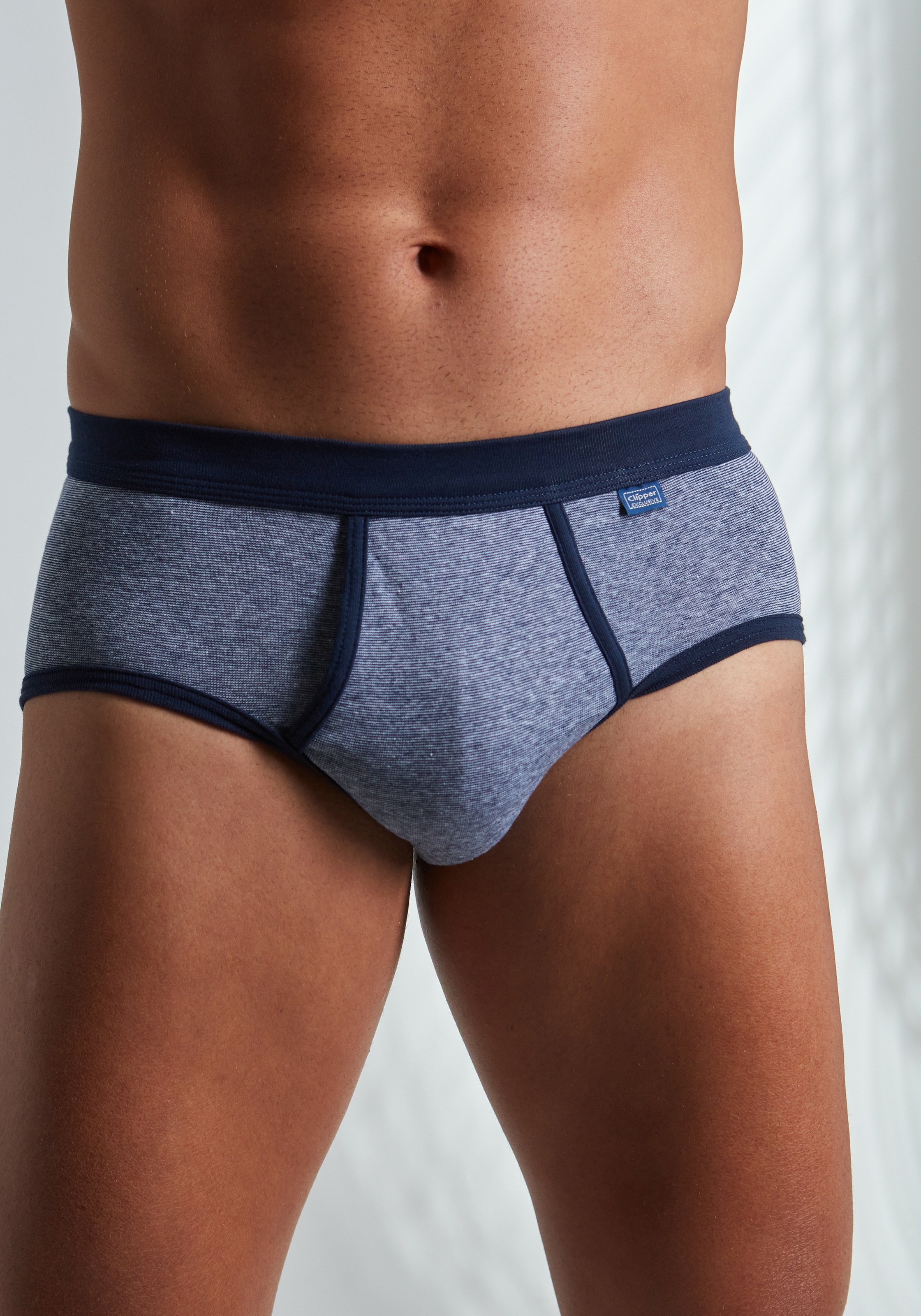 Thumbnail - Clipper Exclusive Slip Packung, 3 Stk. tlg., modische Optik: Jeans meliert, tolle Baumwoll-Qualität