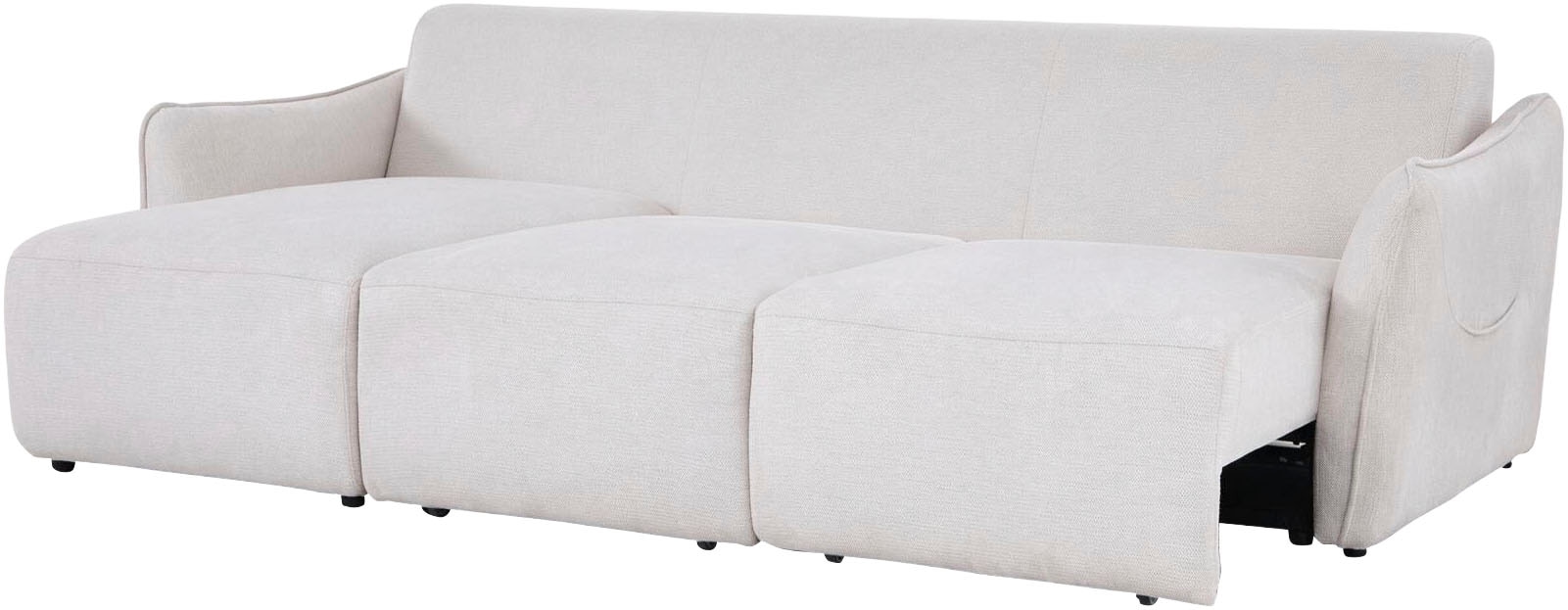 OTTO home Ecksofa »FEENY Schlafsofa (260 cm) elektr. Sitztiefenverstellung in 2 Sitzen« Sitze einzeln verstellbar, weicher Webstoff