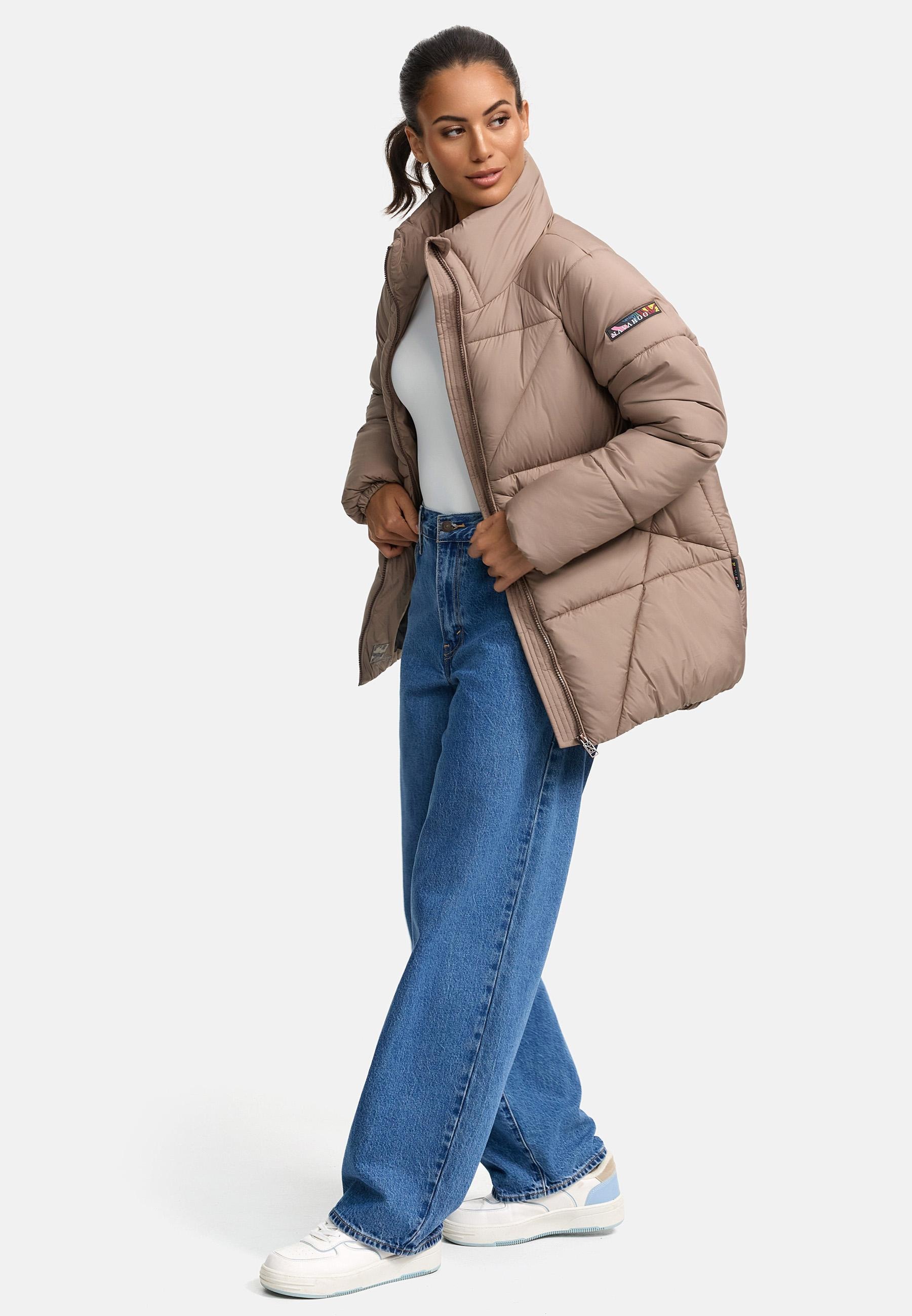 Navahoo Steppjacke »Schokolinaa 14«, ohne Kapuze, Winterjacke mit modischer Steppung & hohem Kragen
