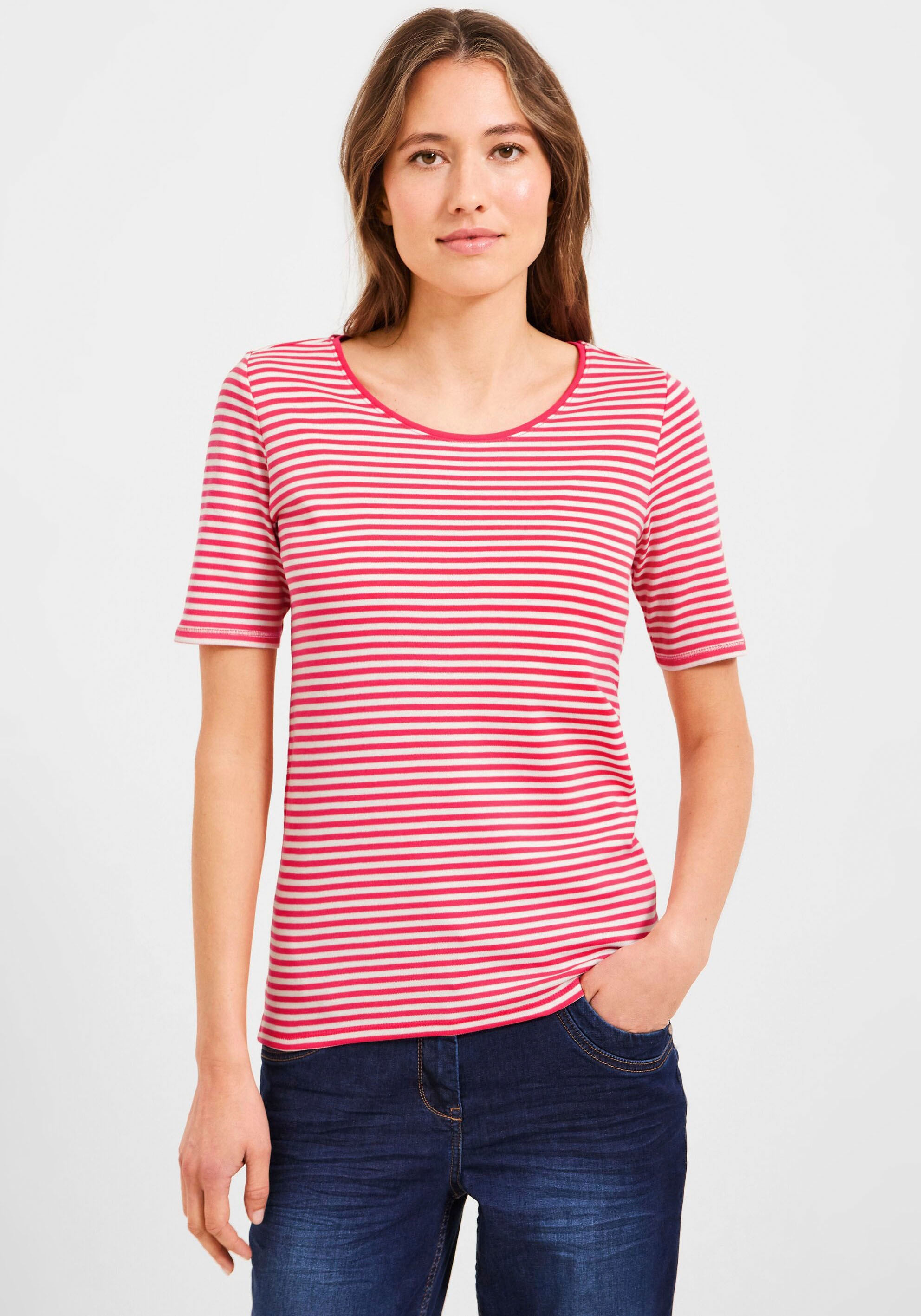 Cecil Rundhalsshirt in modischem Streifen-Look