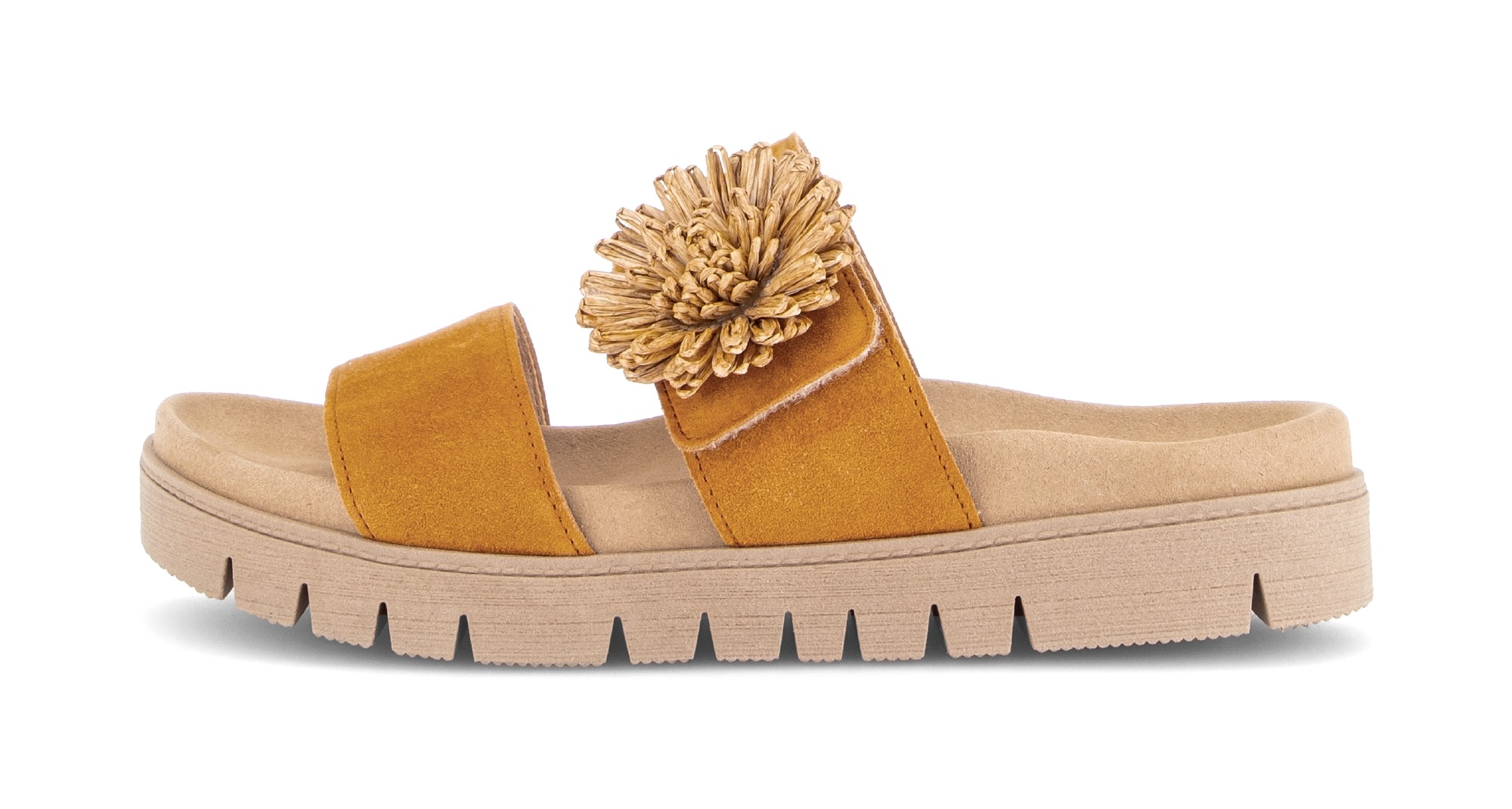 Gabor Pantolette Plateau, Sommerschuh, Schlupfschuh mit Bast-Zierblüte günstig online kaufen