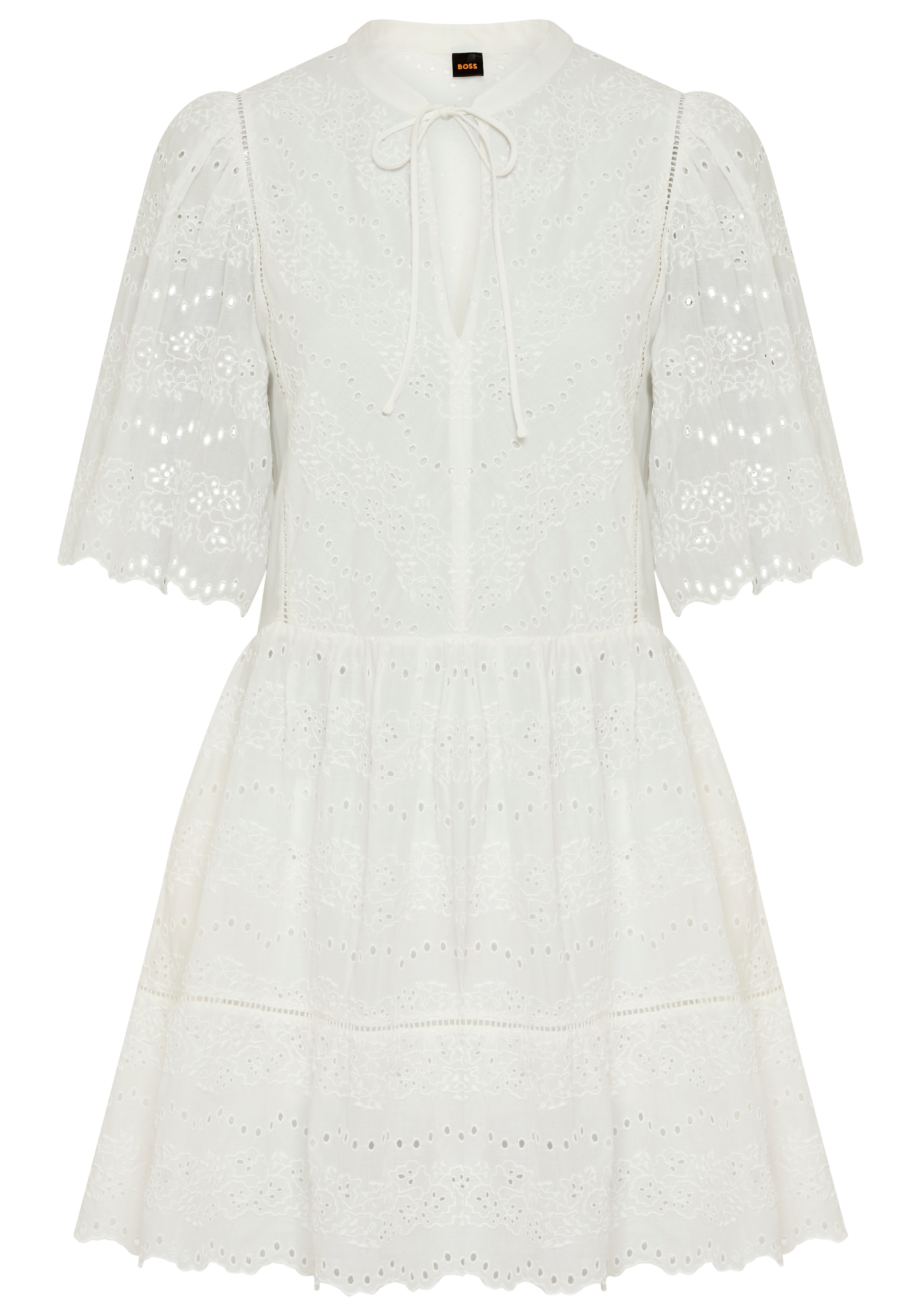 BOSS ORANGE Sommerkleid »Denvita Premium Damenmode« mit Lochstickerei, Mini-Länge