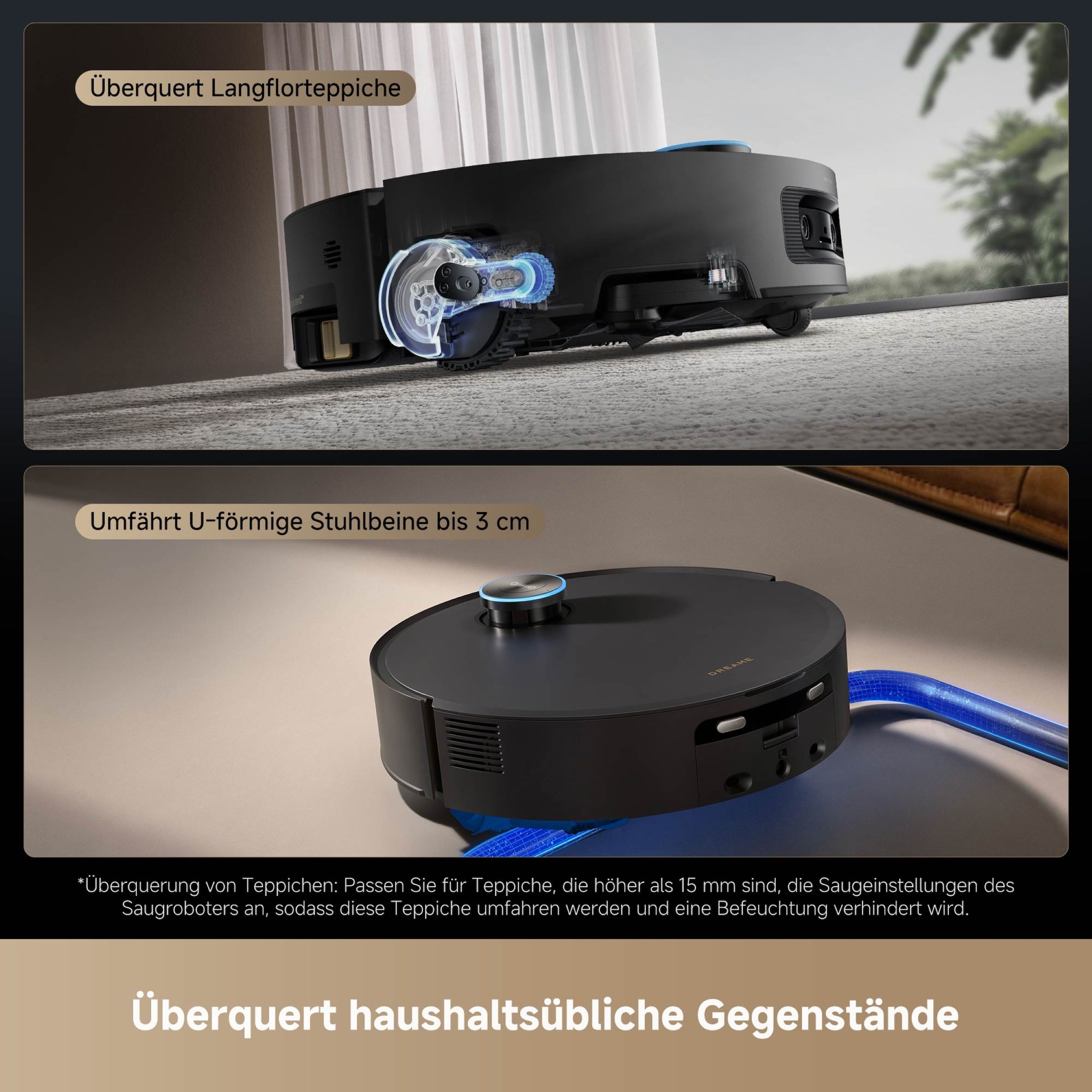 Dreame Nass-Trocken-Saugroboter »Aqua10 Ultra Track Complete« Warmwasser-Wischsystem, überwindet Hindernisse, 25.000 Pa Saugkraft