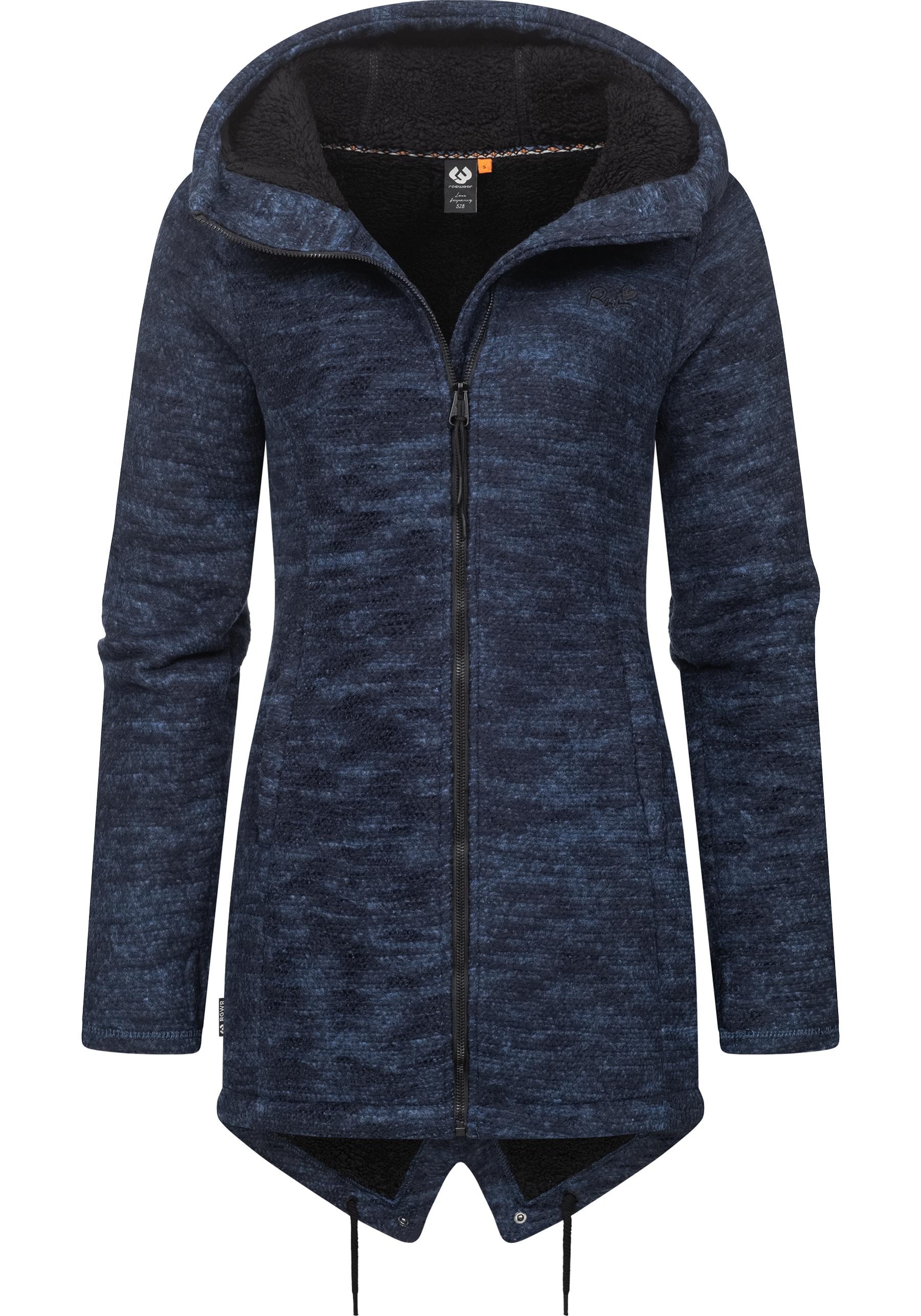 Ragwear Kapuzenstrickjacke »Wingi Melange«, Sportliche Kapuzenjacke mit Teddy-Kunstfell