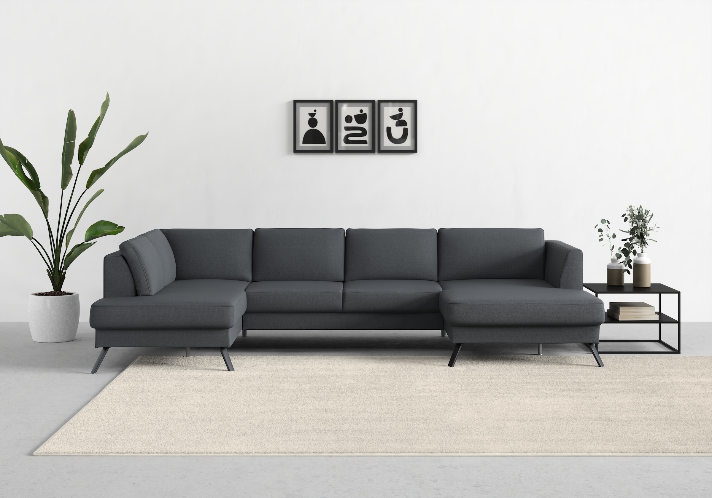 sit&more Wohnlandschaft »Lindholm U-Form«, mit Sitztiefenverstellung und Federkern