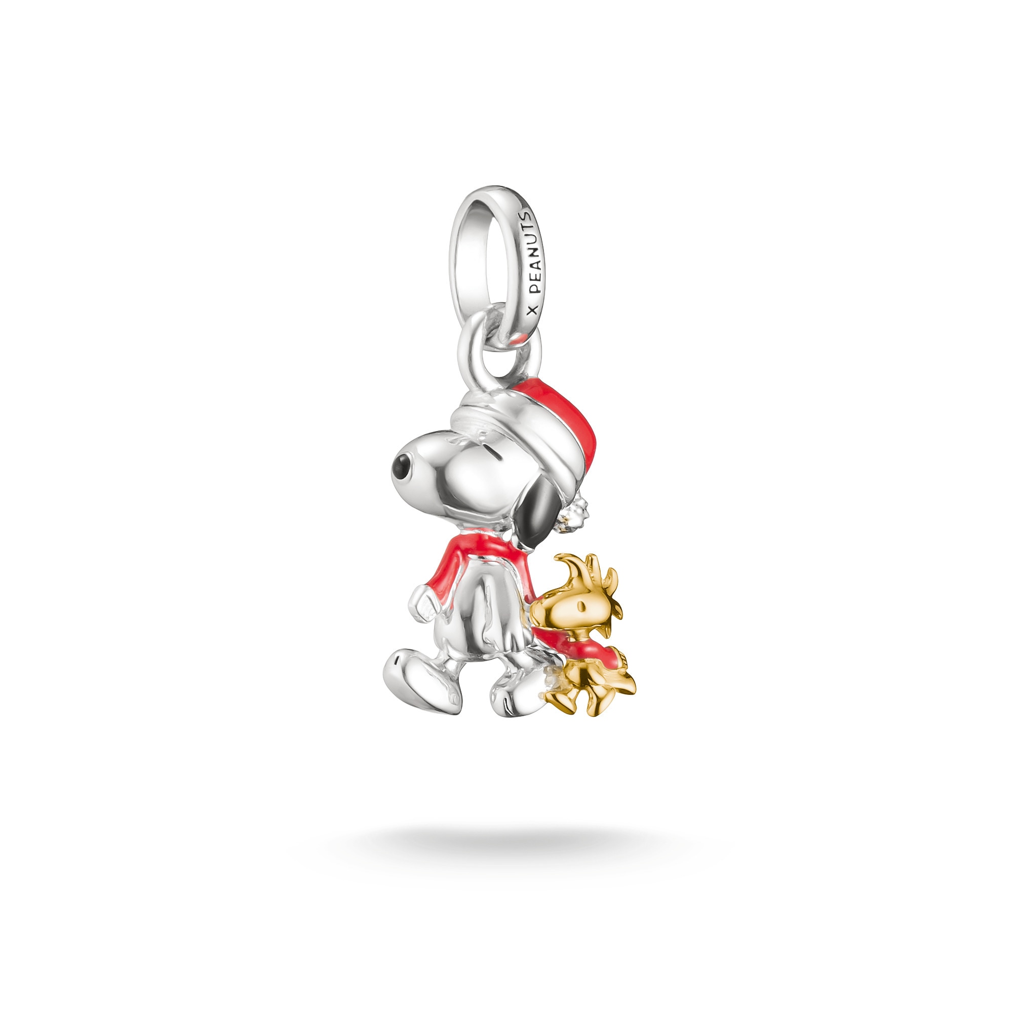 THOMAS SABO Damen Charm-Einhänger "THOMAS SABO x Peanuts Snoopy/Woodstock Santa Edition - Connect", silber, Silber 925 (recycelt), Charms