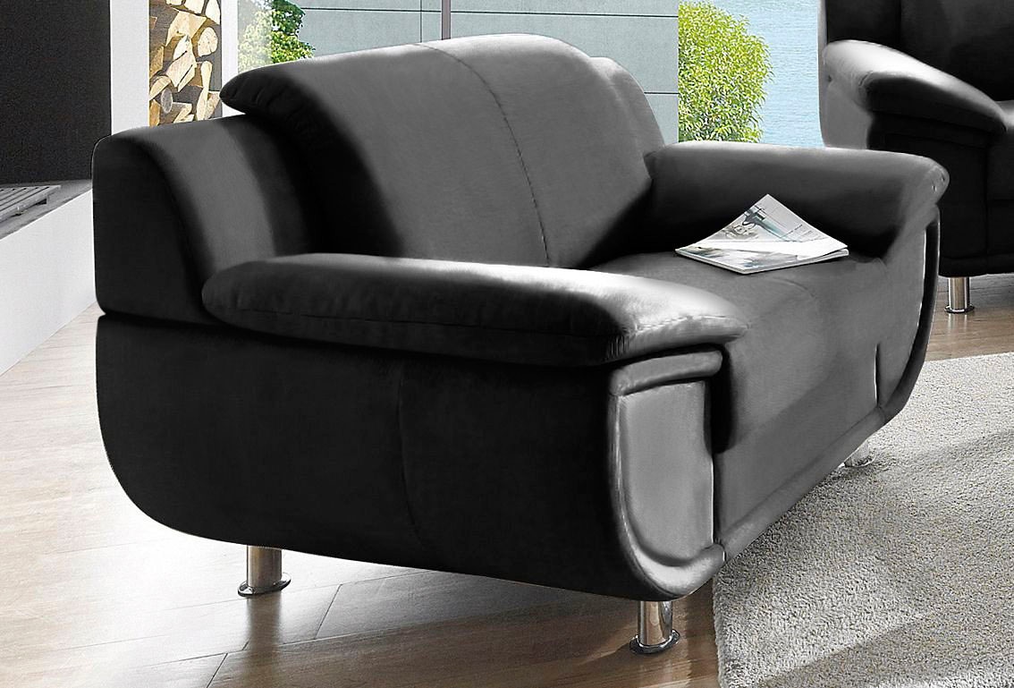 TRENDMANUFAKTUR Sessel "Rondo", Füße chromfarben, mit extra breiten Armlehnen, frei im Raum stellbar