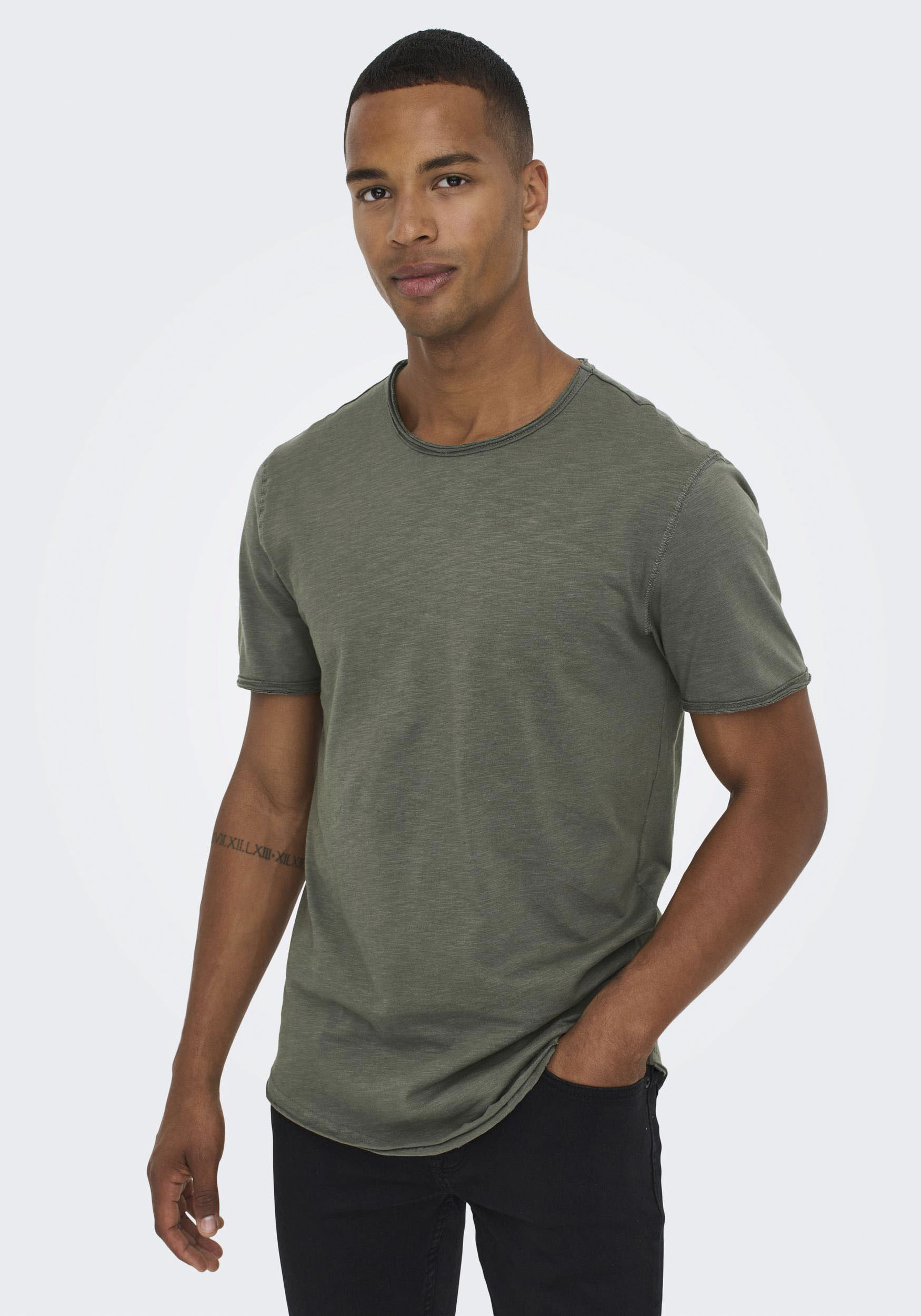 ONLY & SONS "ONSBENNE LONGY SS TEE NF 7822 NOOS" Baumwolle, lang geschnitten