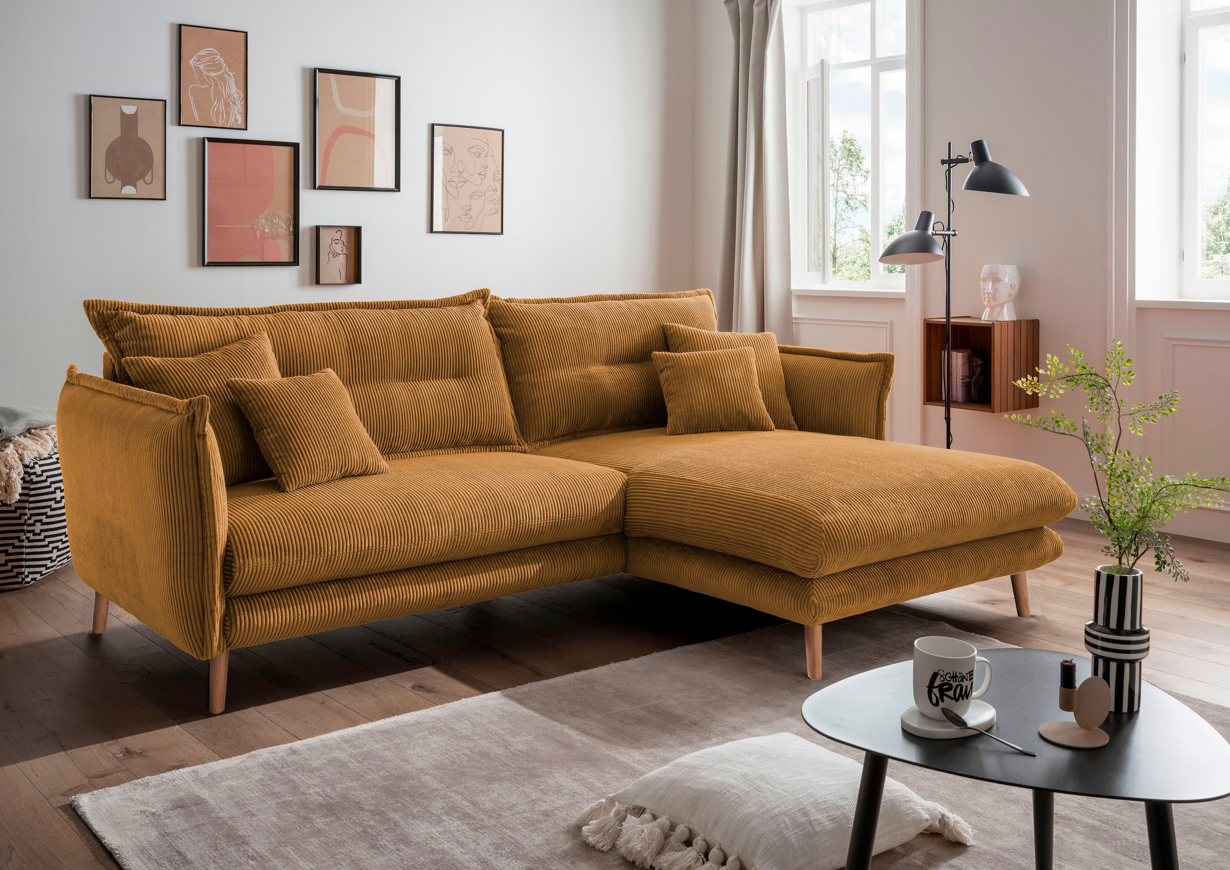 INOSIGN Ecksofa "Lazio modern und bequem, schmale Armlehnen, tolle Detailve günstig online kaufen