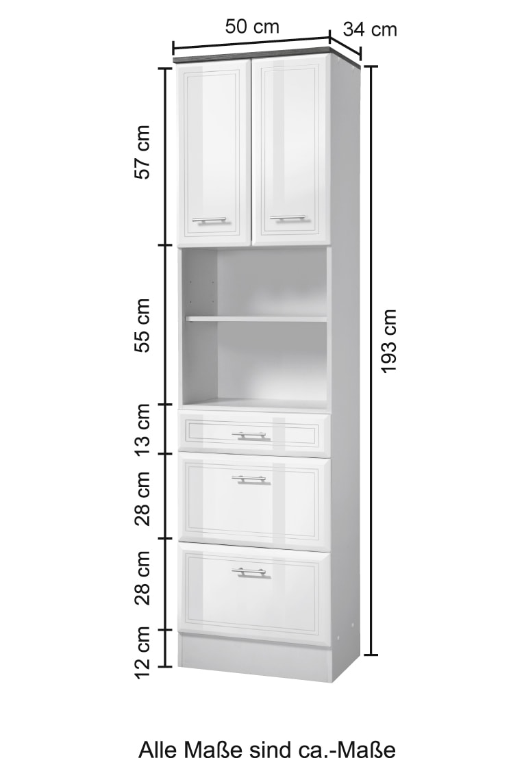 HELD MÖBEL Hochschrank »Neapel«, Breite 50 cm, mit Hochglanzfronten und eleganter Fräsung