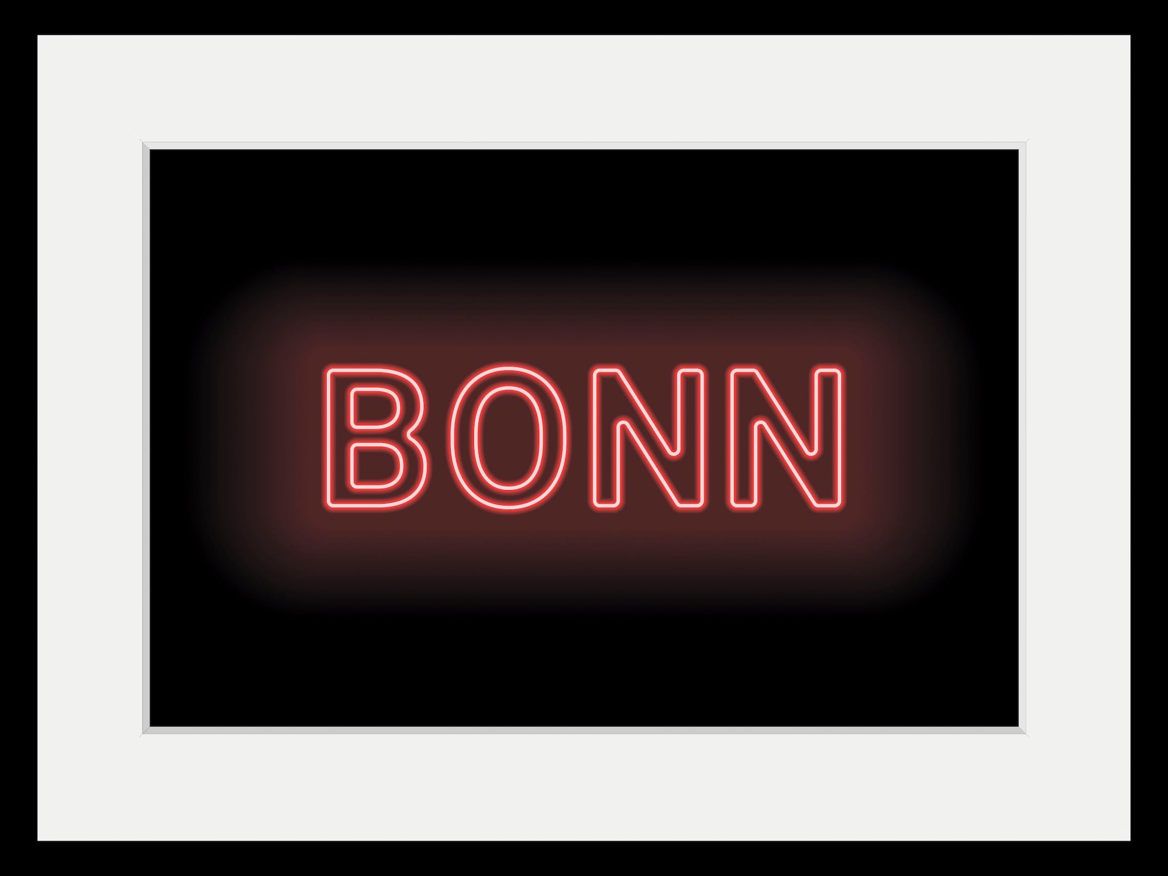 queence Bild »BONN LIGHTS«, Städte-Schriftzug, (1 St.), HD Premium Poster-Druck inkl. Holzrahmen