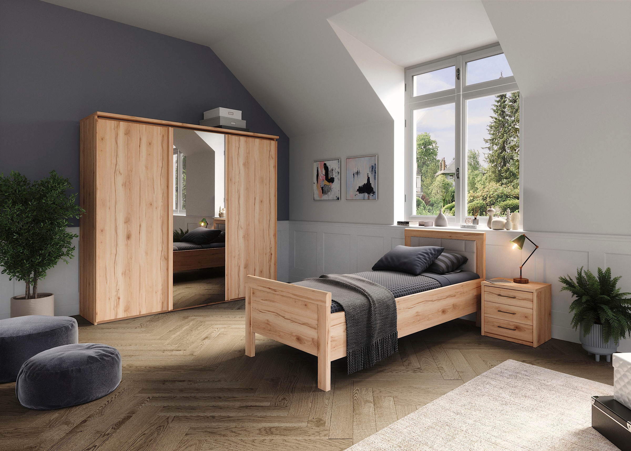 priess Einzelbett "Arnsberg" Komforthöhe mit gepolstertem Kopfteil günstig online kaufen