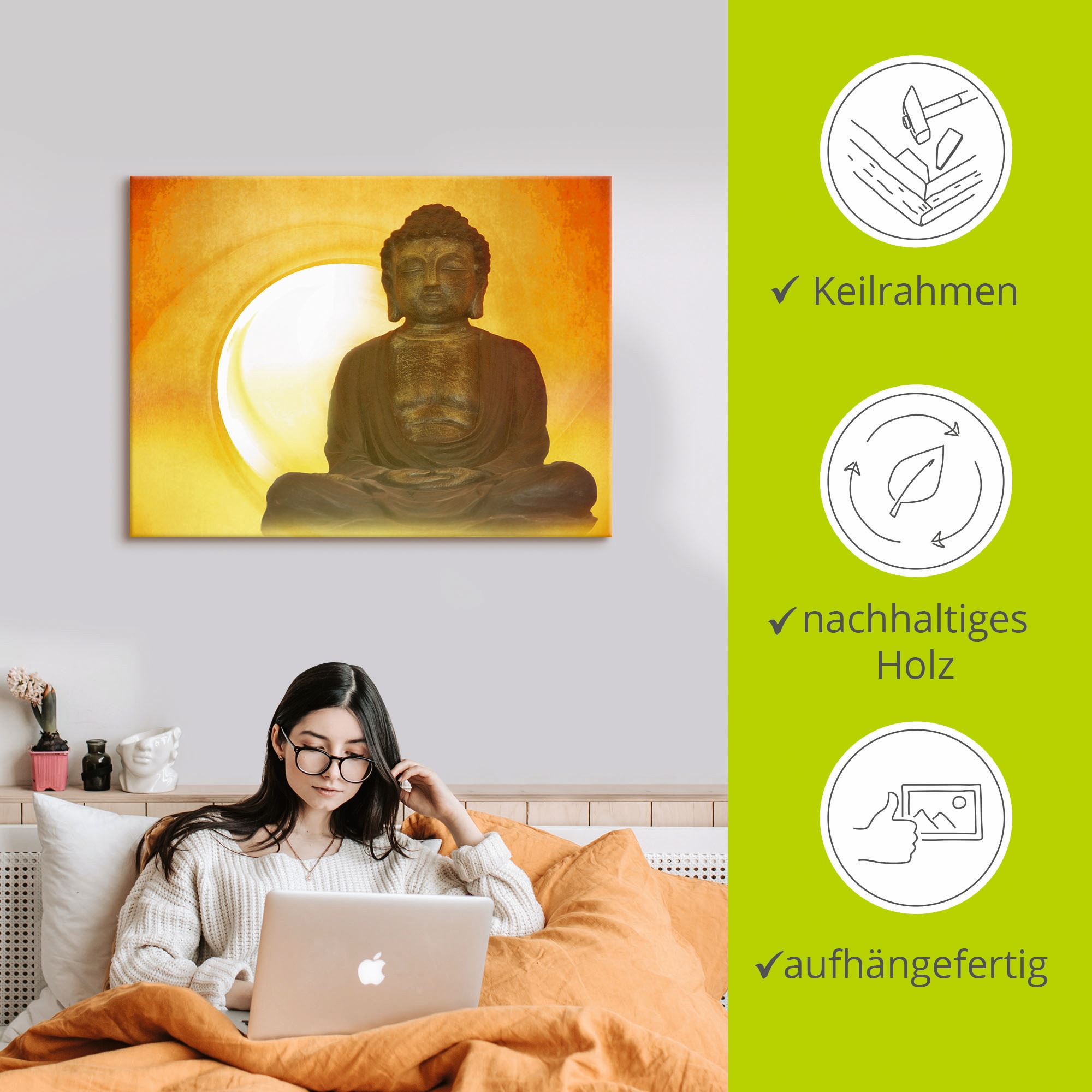 Artland Wandbild »Buddha 2«, Religion, (1 St.), als Leinwandbild, Poster, Wandaufkleber in verschied. Größen