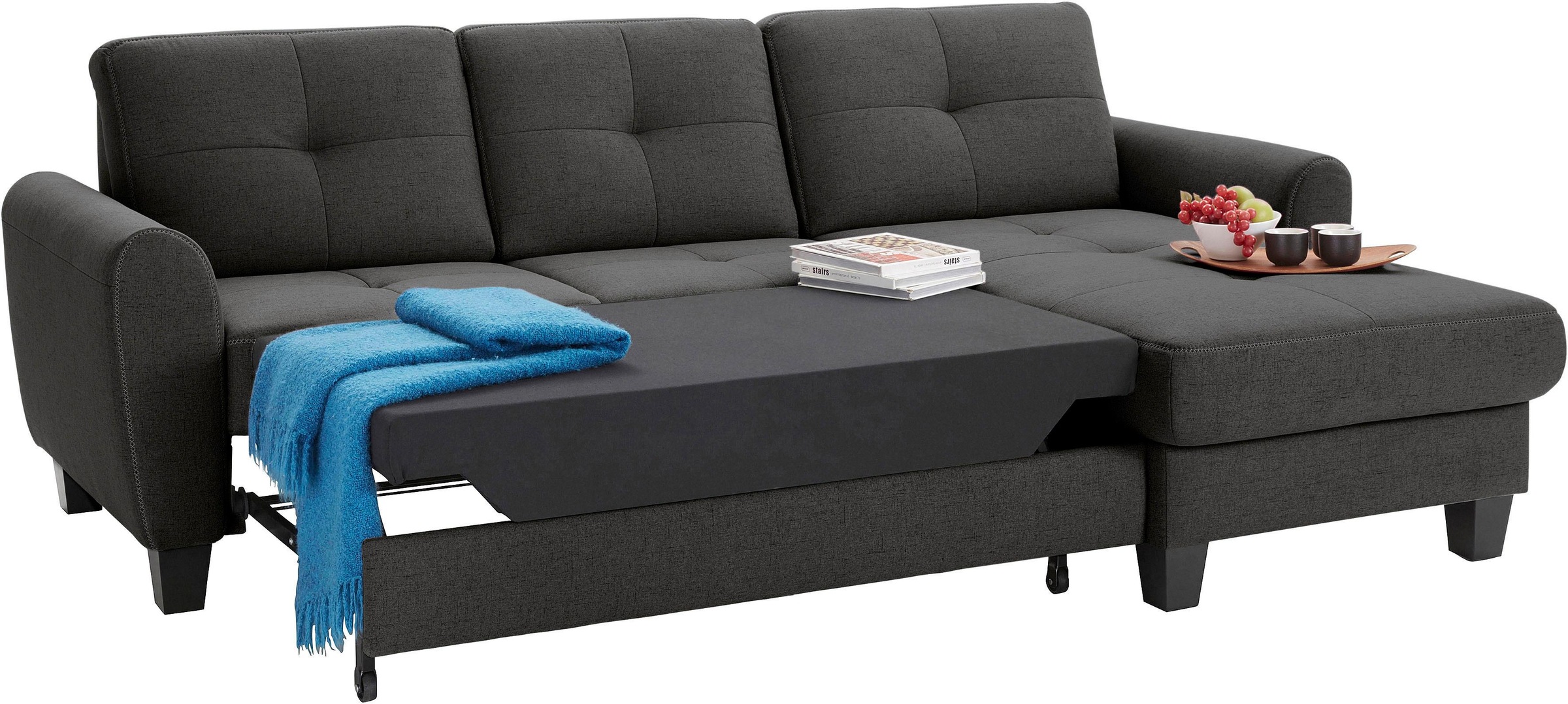 sit&more Ecksofa »Varese L-Form«, mit Federkern, wahlweise mit Bettfunktion und Stauraum
