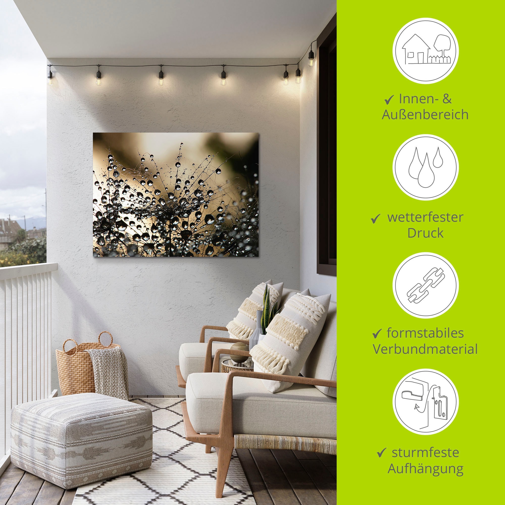 Artland Wandbild »Nasser Löwenzahn« Blumen 1 Stk. tlg. als Alubild, Leinwandbild in verschied. Größen