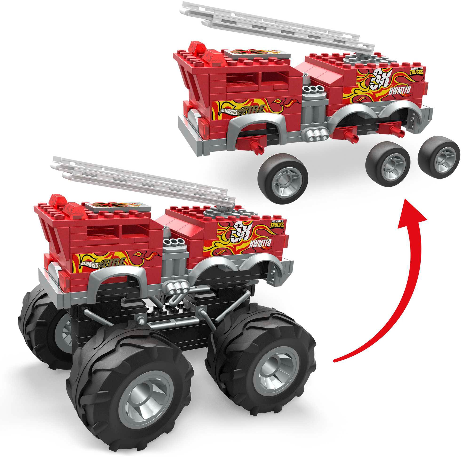 MEGA Spielzeug-Auto »Hot Wheels Feuerwehr-Auto Monster Truck«, (284 tlg.), mit 2 Figuren