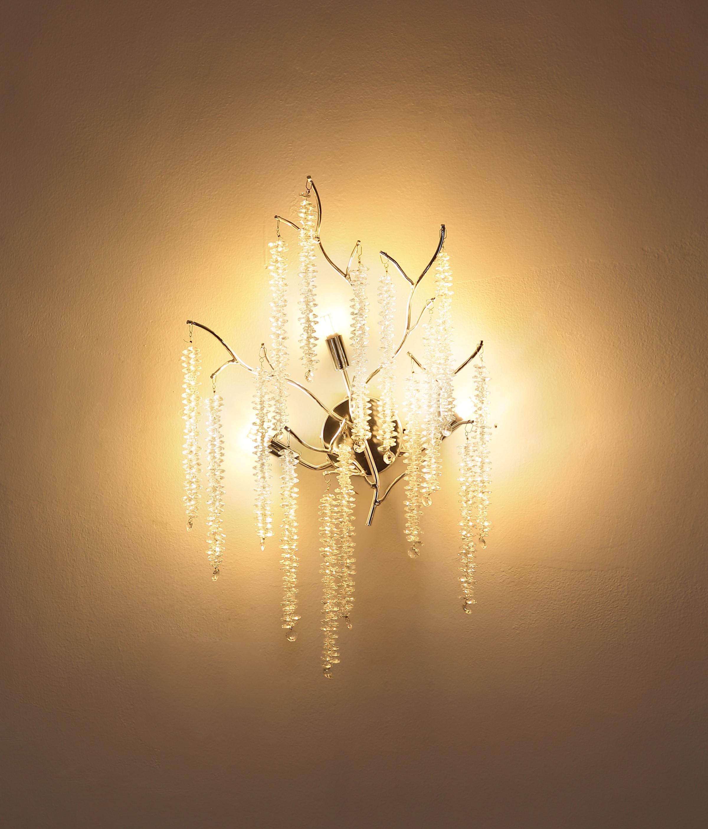 GLOBO LIGHTING Wandleuchte »LAVERNE« G9 1 Stk. Verchromte Wandleuchte mit Glaskristallen, BxH 320x600mm