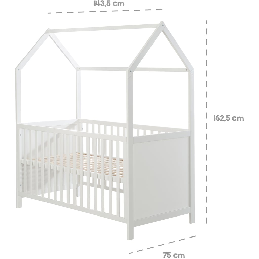 roba® Babybett »Hausbett 70/140, weiß«, FSC®-Holz aus gewissenhaft bewirtschafteten Wäldern