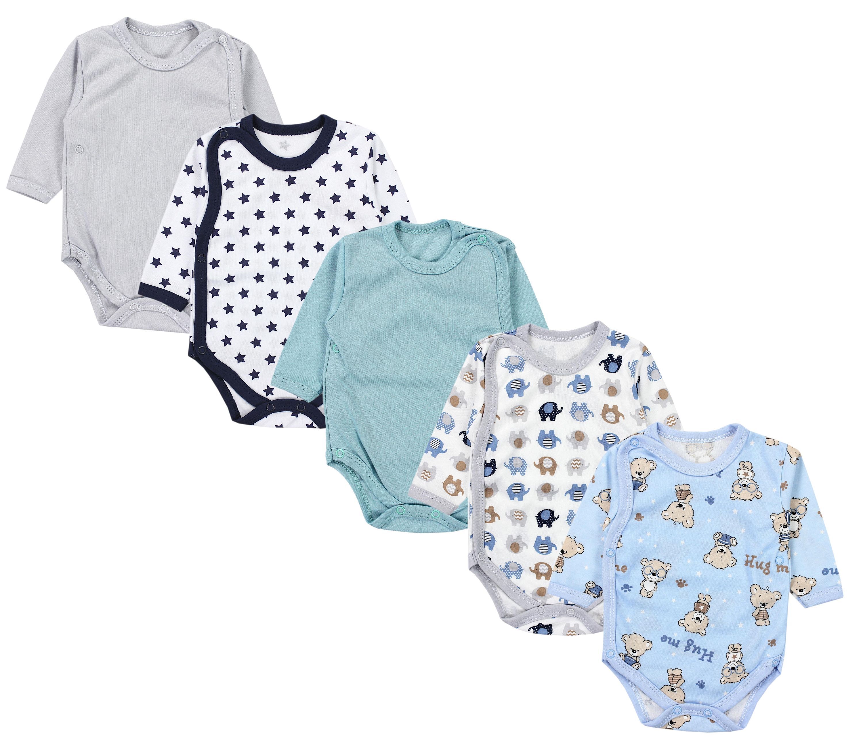TupTam Langarmwickelbody "Wickelbody Baby Langarm Wickelbody im 5er Set"