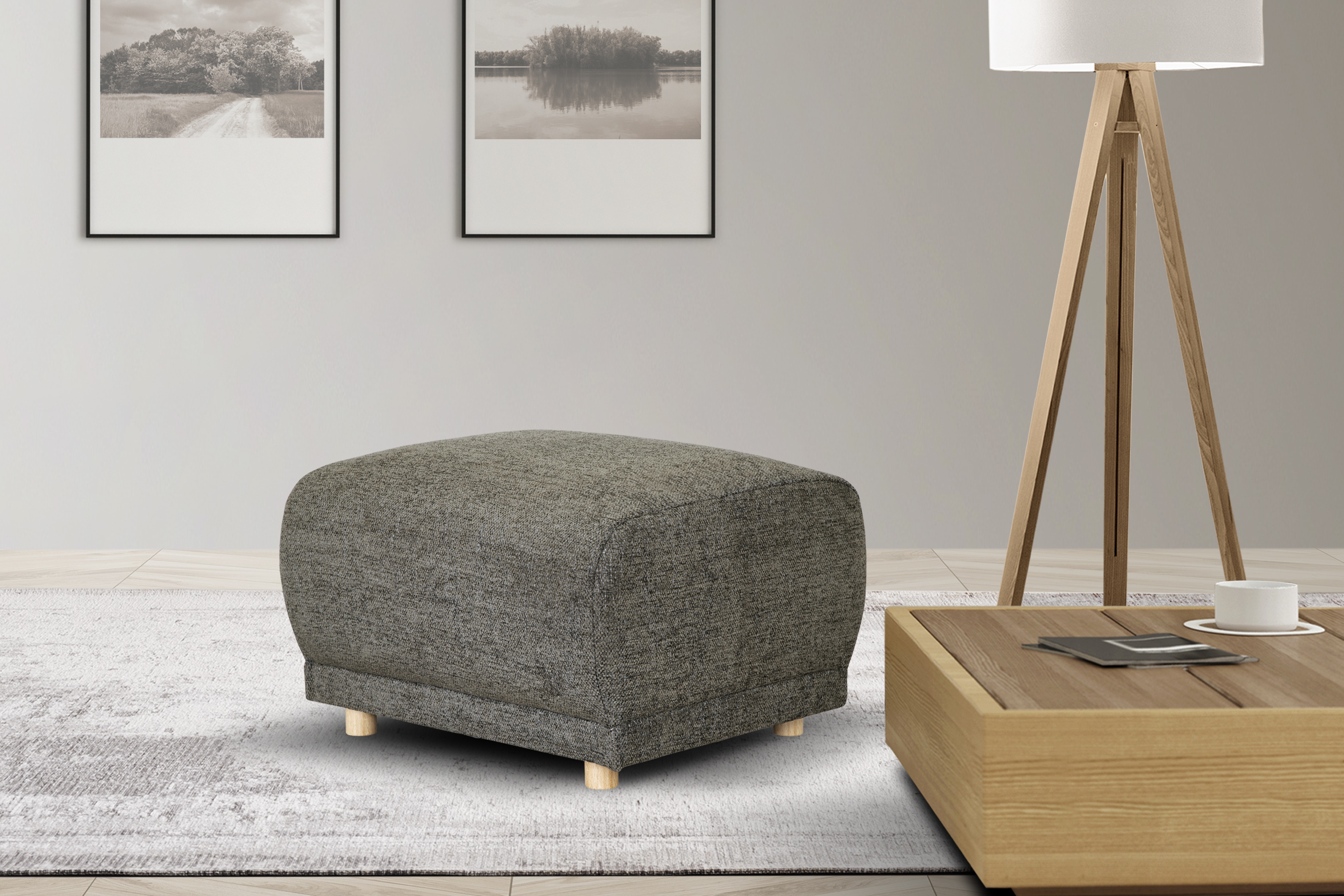 OTTO home Polsterhocker "LEMPS mit Wellenunterfederung, Maße B/T/H: 70/63/45 cm" passend zur Serie, in hochwertiger Verarbeitung