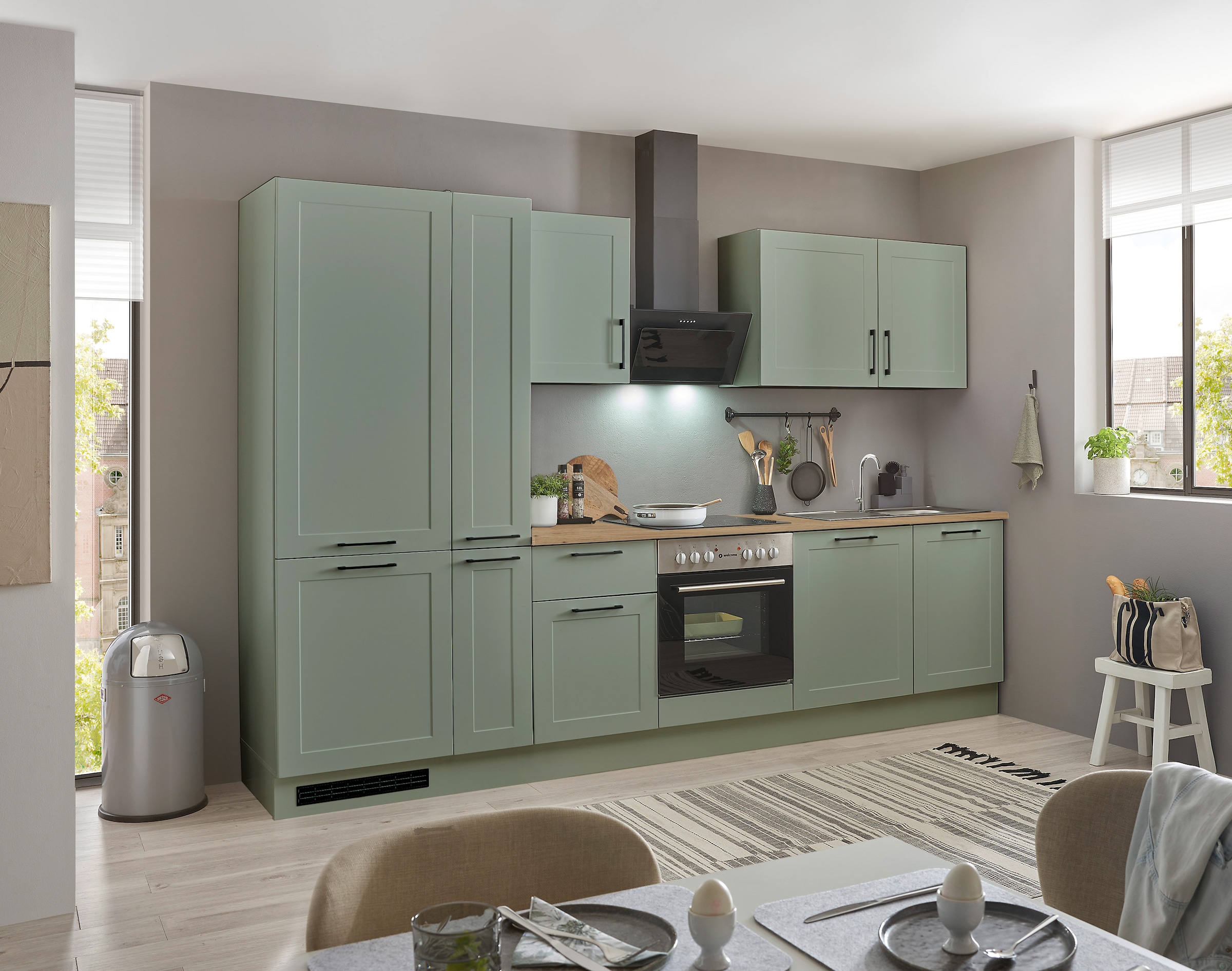 BASIC by Balculina Küchenzeile »Marsi«, Breite 310 cm, wahlweise mit E-Geräten, mit Soft-Close-Funktion
