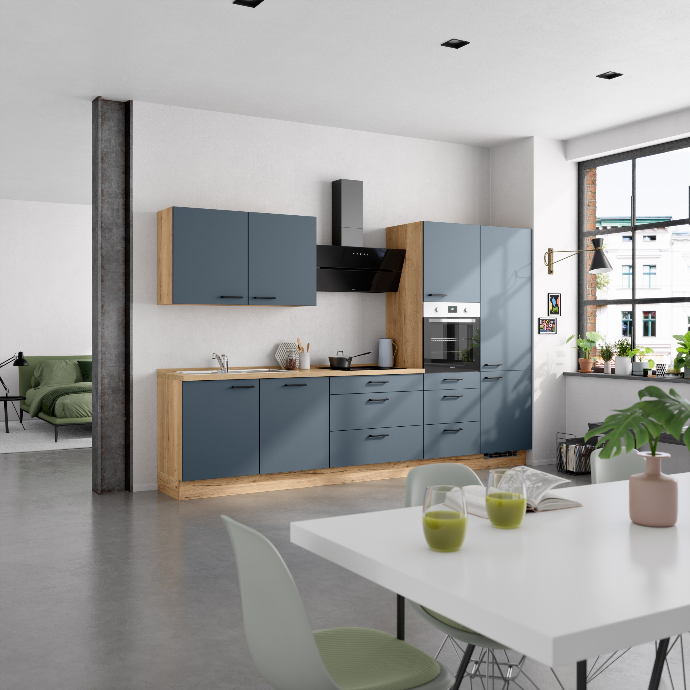 nobilia® Küchenzeile »"Easytouch II"«, vormontiert, Ausrichtung wählbar, Breite 330 cm, wahlw. mit E-Geräten