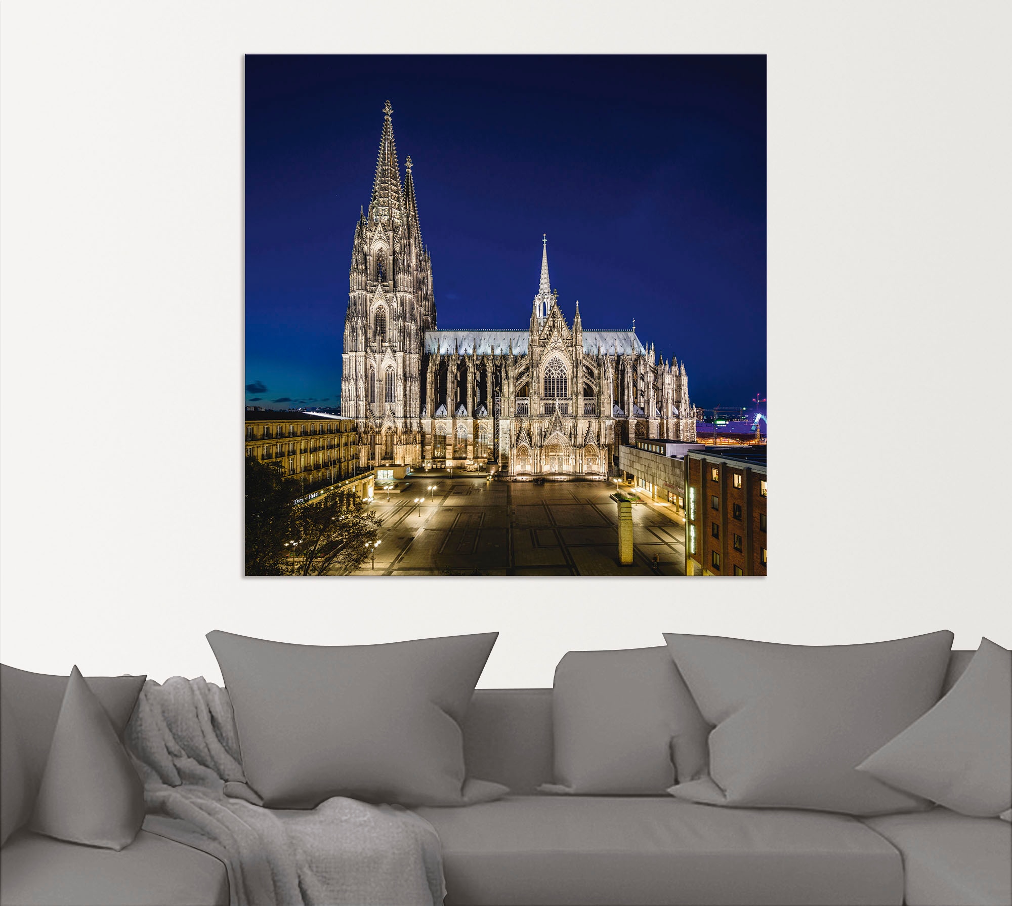 Artland Alu-Dibond-Druck »Kölner Dom am Abend«, Gebäude, (1 St.), für Innen- und Außenbereich geeignet, Outdoorbild