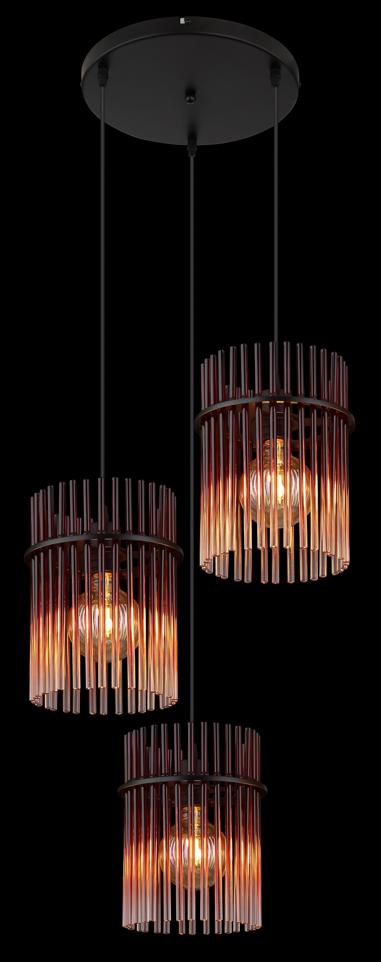 GLOBO LIGHTING Hängeleuchte »GORLEY« E27 1 Stk. Hängelampe Glasstäbe brimbeerfarben klar verlaufend elegant