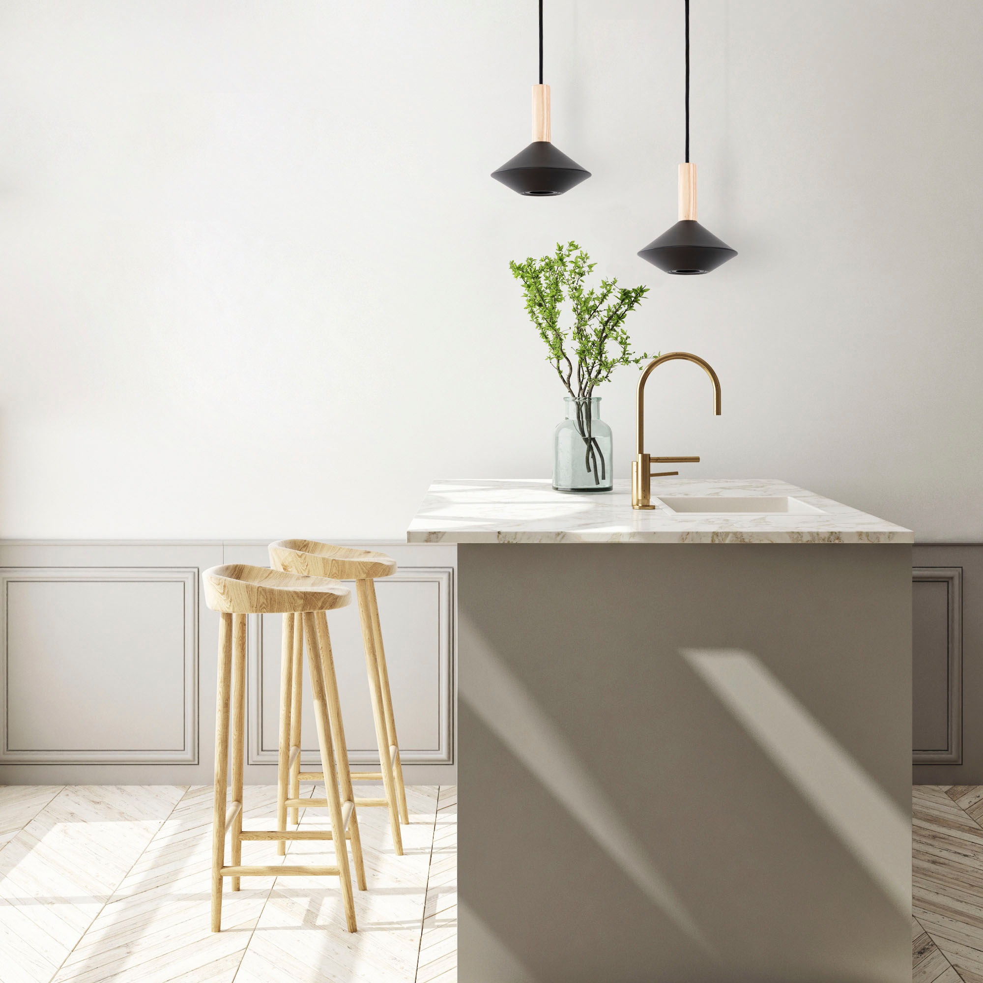 Paco Home Pendelleuchte »MORA«, Leuchtmittel GU10 | ohne Leuchtmittel, Wohnzimmer Esszimmer Trichterform Modern Holz Metall GU10