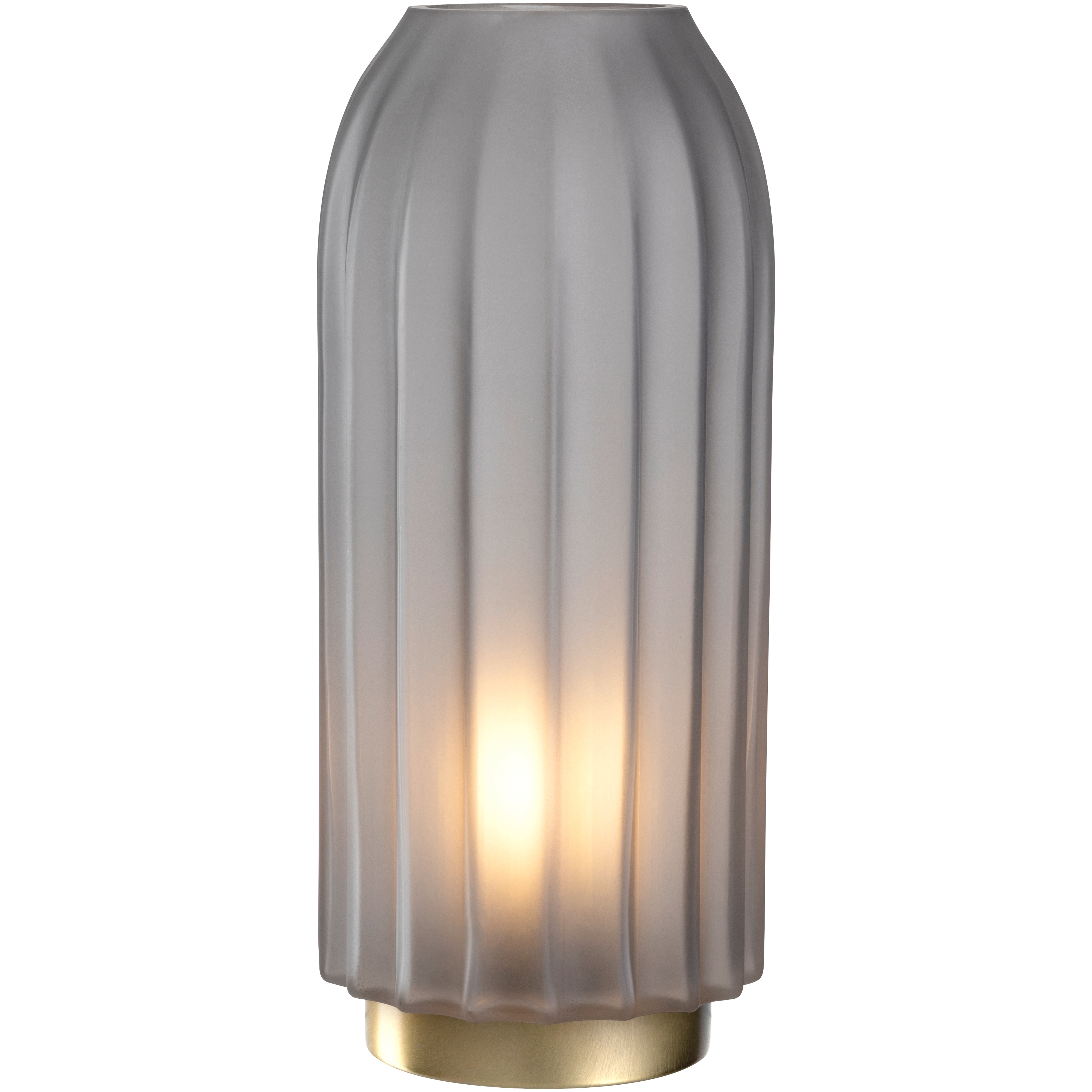 LEONARDO LED Dekolicht "Silenzio" aus grauem Glas mit goldenem Sockel