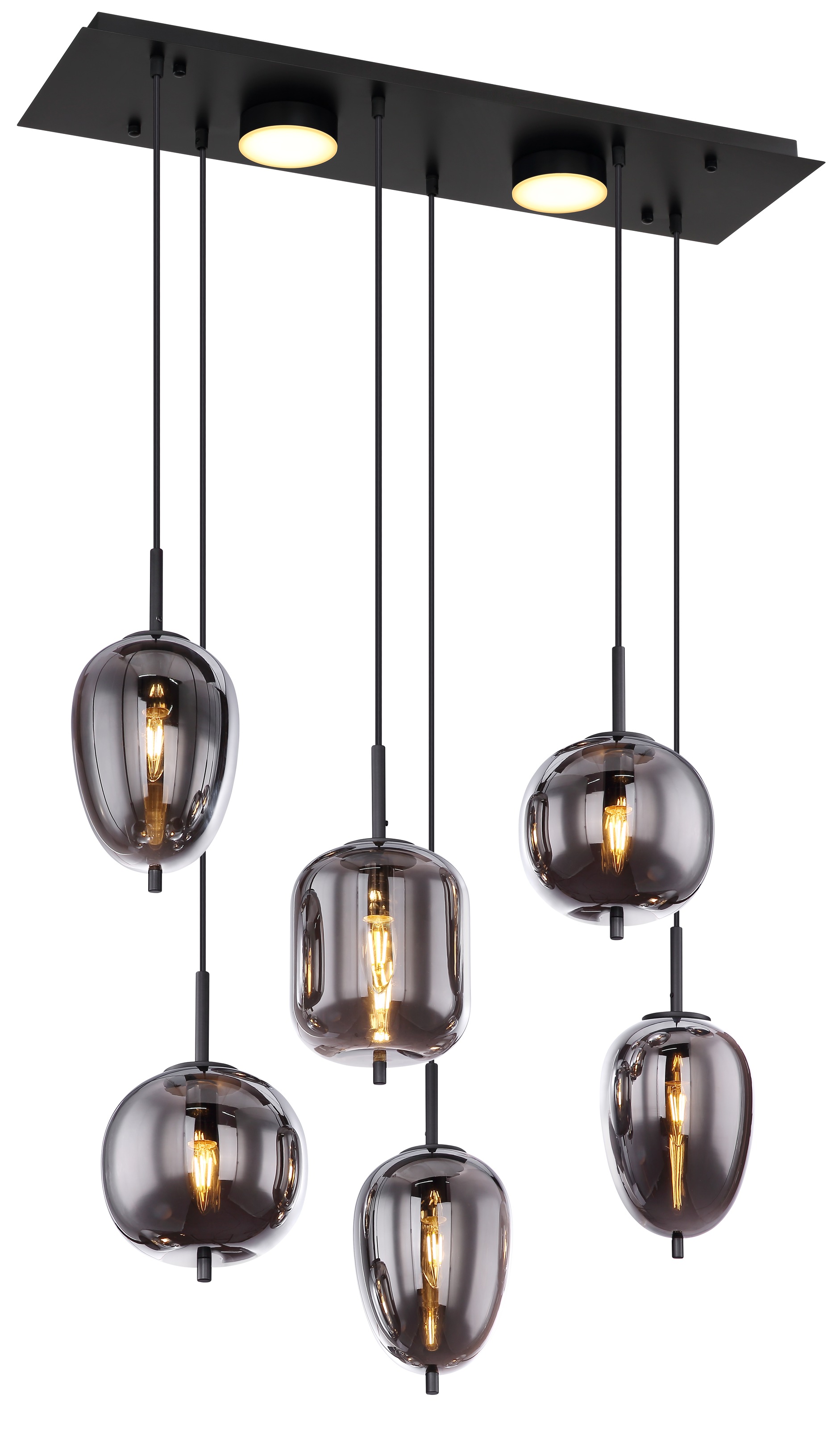 GLOBO LIGHTING Hängeleuchte »BLACKY« E14 1 Stk. Hängelampe/Pendelleuchte/Glas rauchfarben/unterschiedliche Gläser