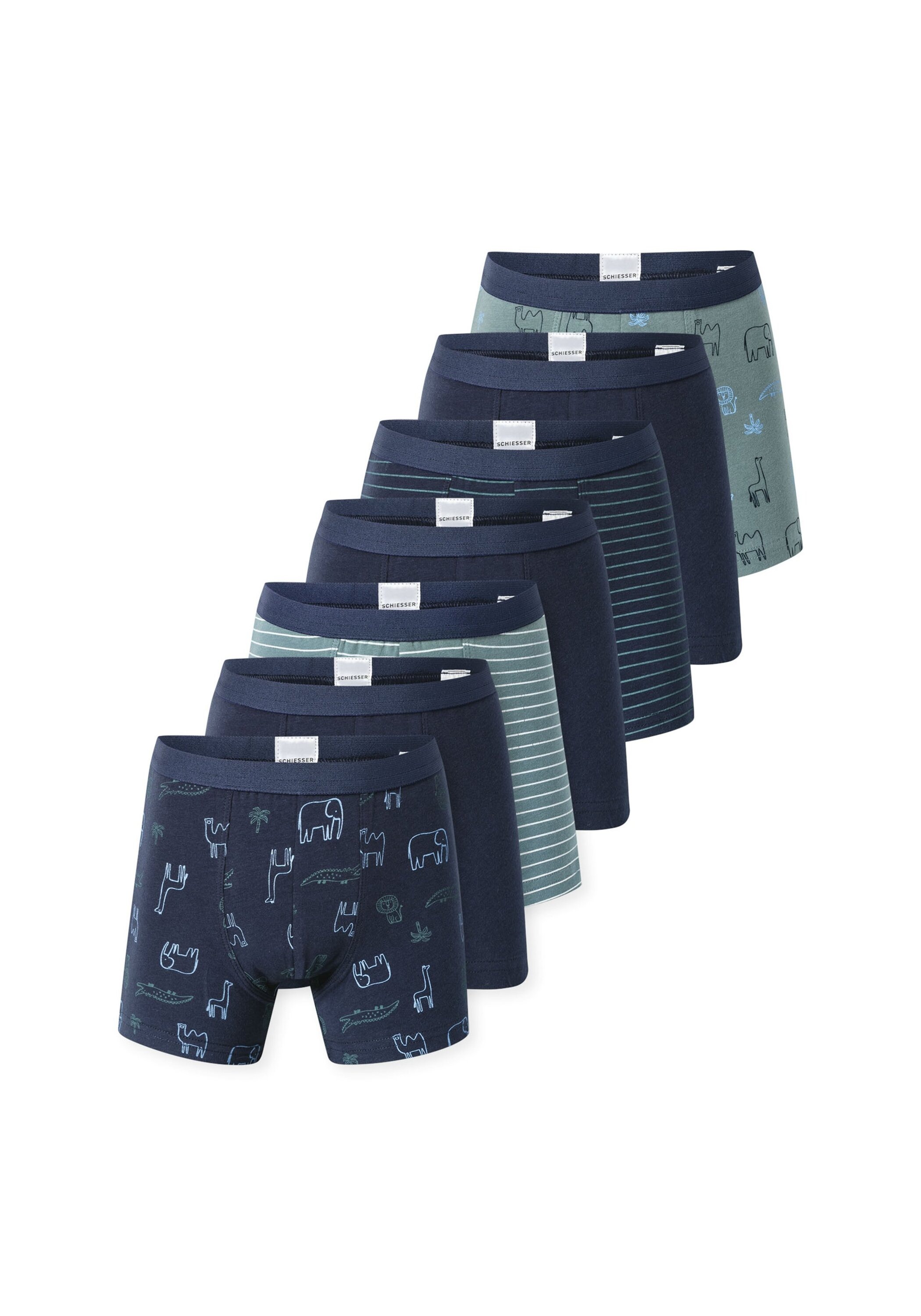 SCHIESSER Jungen Boxershorts "Boxershort 7PACK Boys Single Jersey Slips 7er Pack", Gr. 116, bunt, Obermaterial: 95% Baumwolle CO. 5% Elasthan EL.,