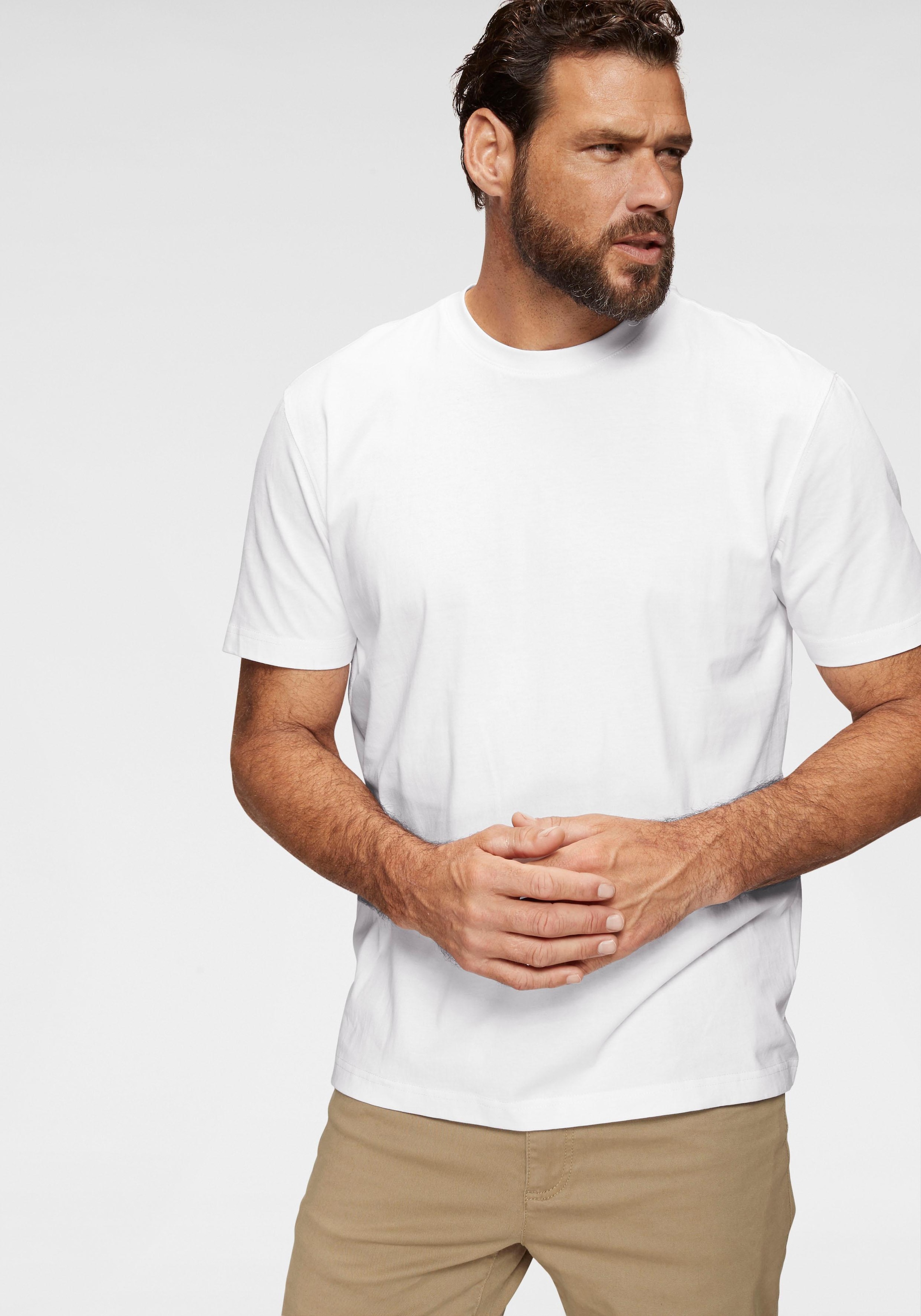Man's World Rundhalsshirt, (5er-Pack), Kurzarm, Regular Fit, unifarben, Rundhals, aus Baumwolle