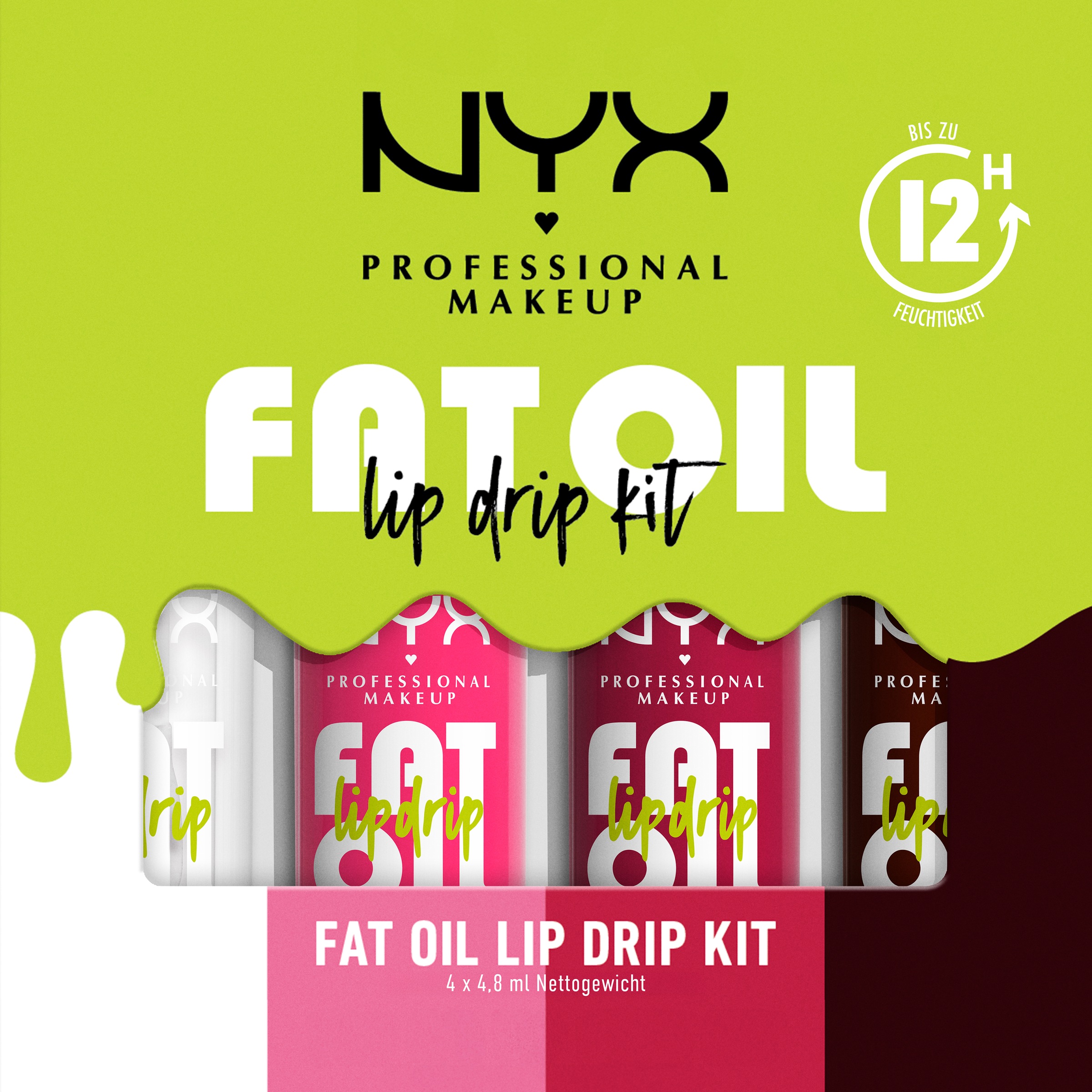 NYX Schmink-Set »NYX Professional Makeup Fat Oil Lip Drip Kit, Lip Glos«, Nicht klebrig, polstert die Lippen auf, pflegt, glänzendes Finish.