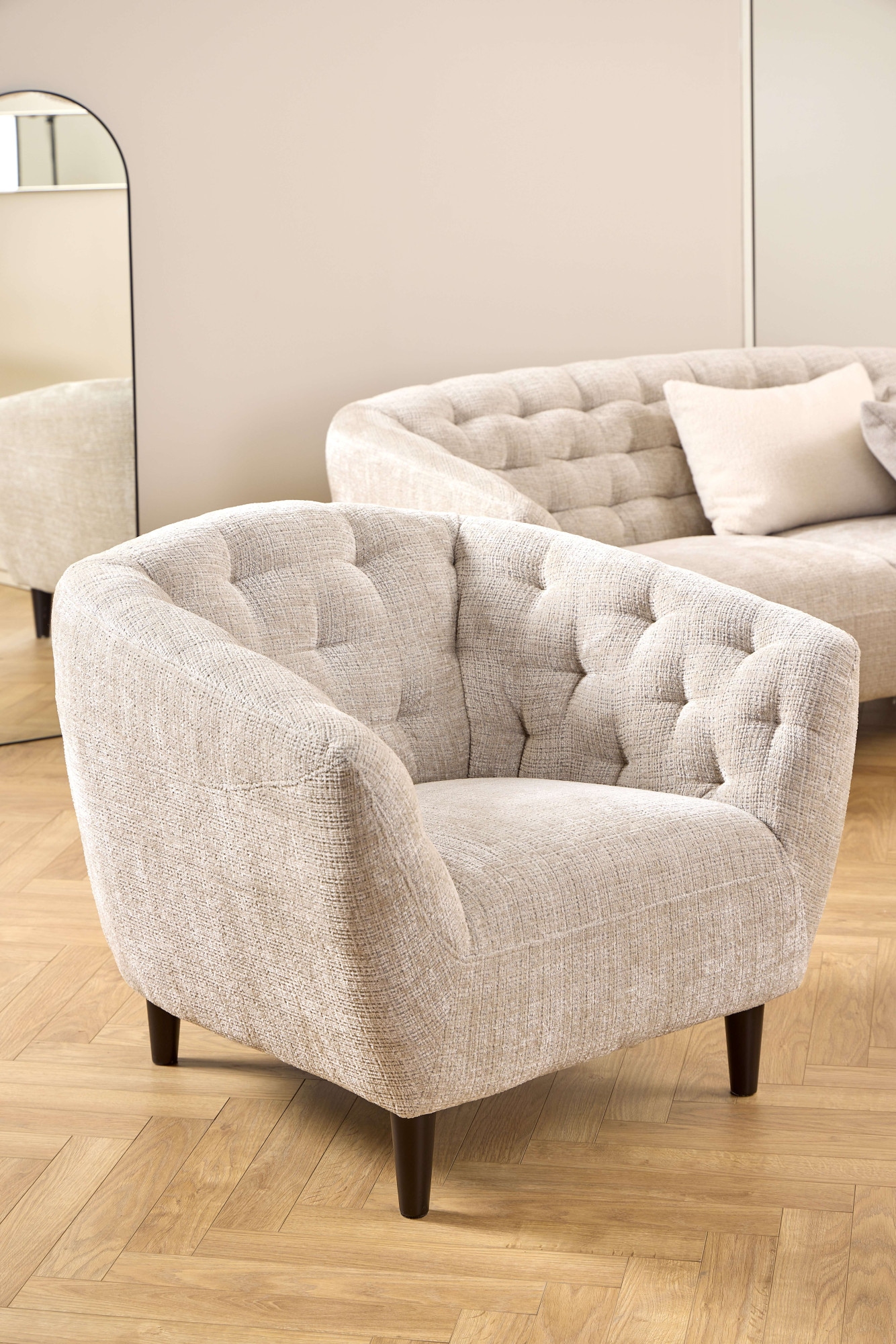 ACTONA GROUP Loungesessel »Ria«, 1-Sitzer, Chenille beige, mit Rautenheftung und Taschenfedern