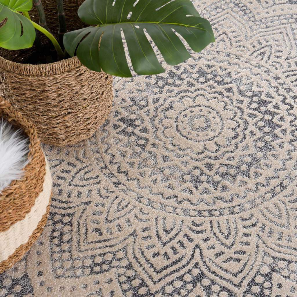 Carpet City Teppich »Art 1652«, rund, 7 mm Höhe, Kurzflor, Ornamenten-Muster, Boho & Mandala Stil