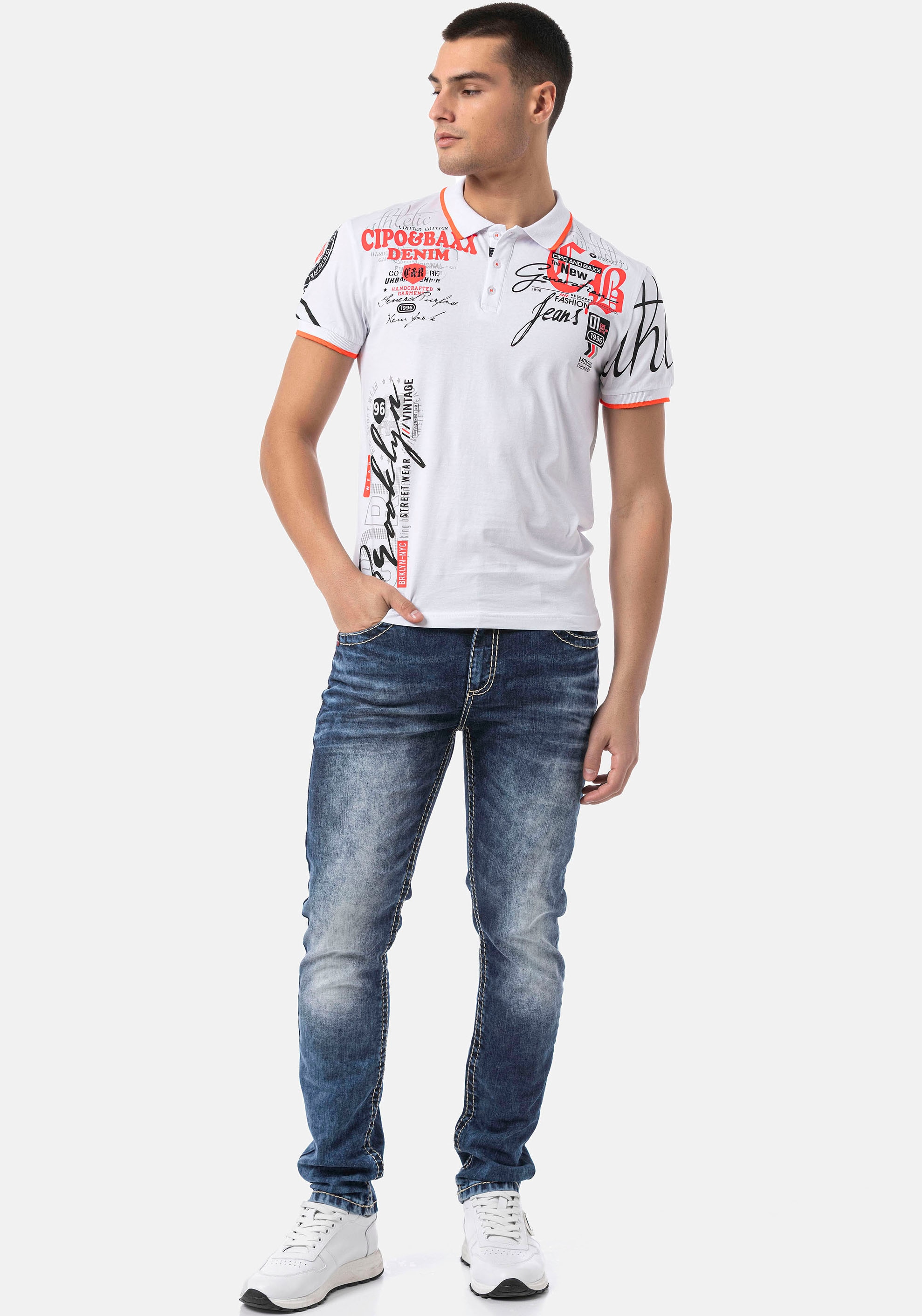Cipo & Baxx Poloshirt, mit markantem Print