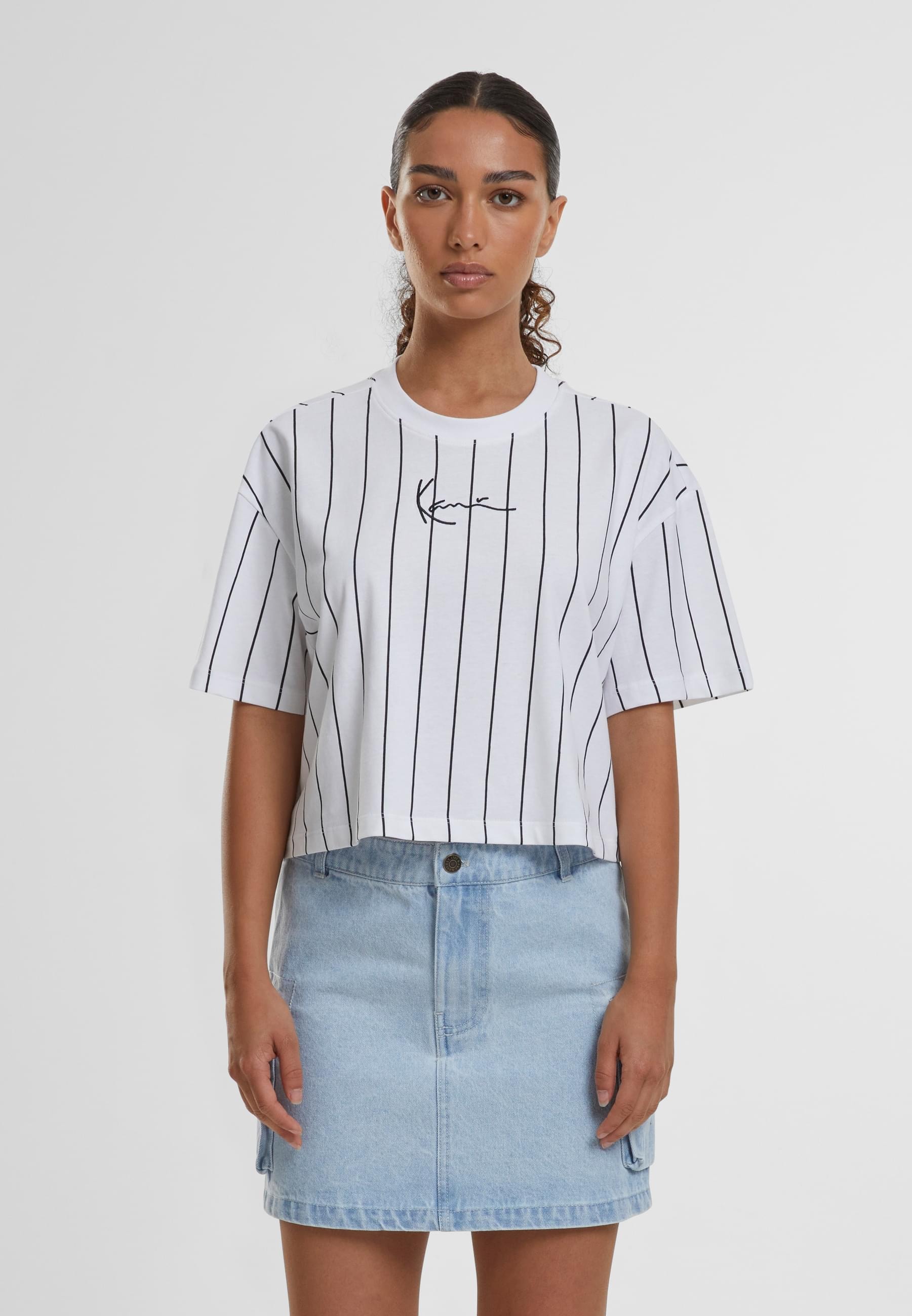Karl Kani T-Shirt »Karl Kani Damen Small Signature Essential Pinstripe Crop Tee«, (1 tlg.)
