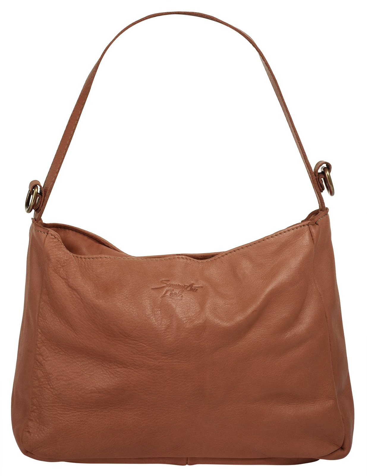Umhängetasche SAMANTHA LOOK, Damen, Gr. B/H/T: 28cm x 22cm x 11cm onesize, braun (cognac), Leder, Taschen Umhängetasche, echt Leder, Made in Italy 3