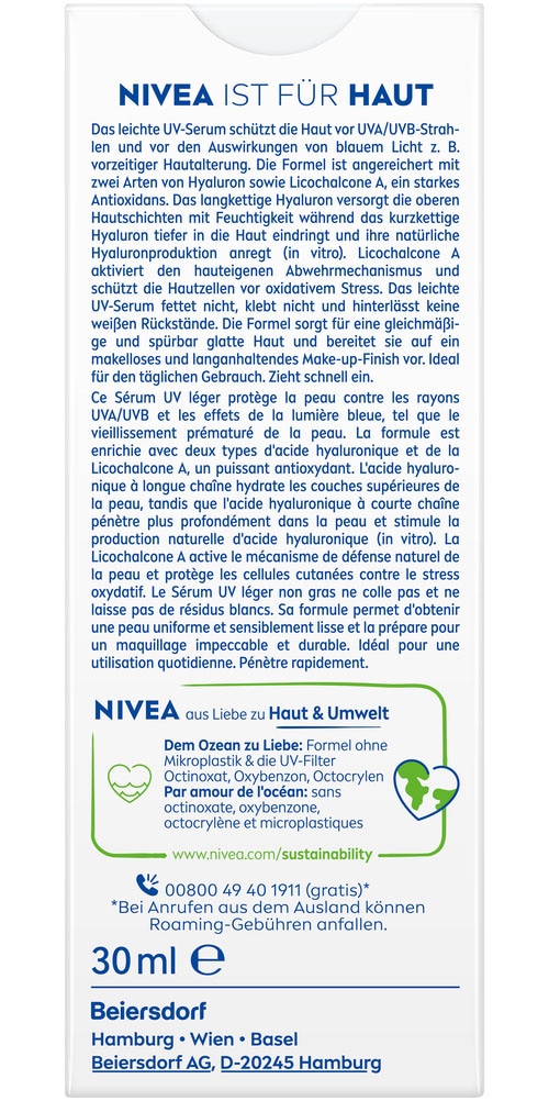 Nivea Sonnenschutzpflege »NIVEA SUN UV Gesicht 2in1 Primer Serum LSF 50+«