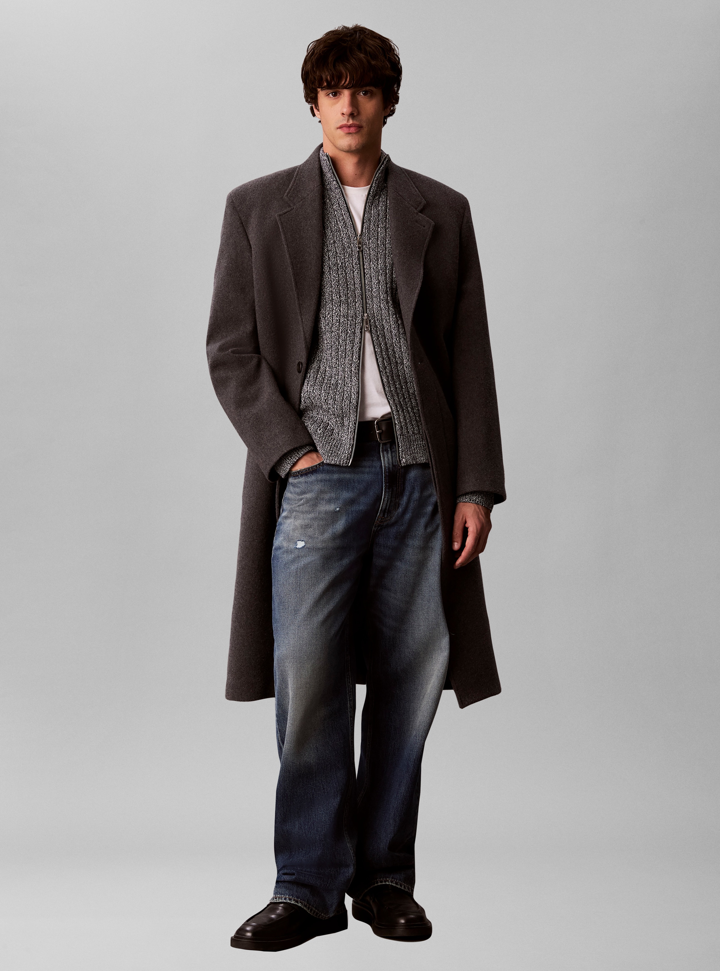 Calvin Klein Jeans Rundhalspullover »VERTICAL TEXTURE COTTON« Regular fit mit 2-Wege-Reißverschluss
