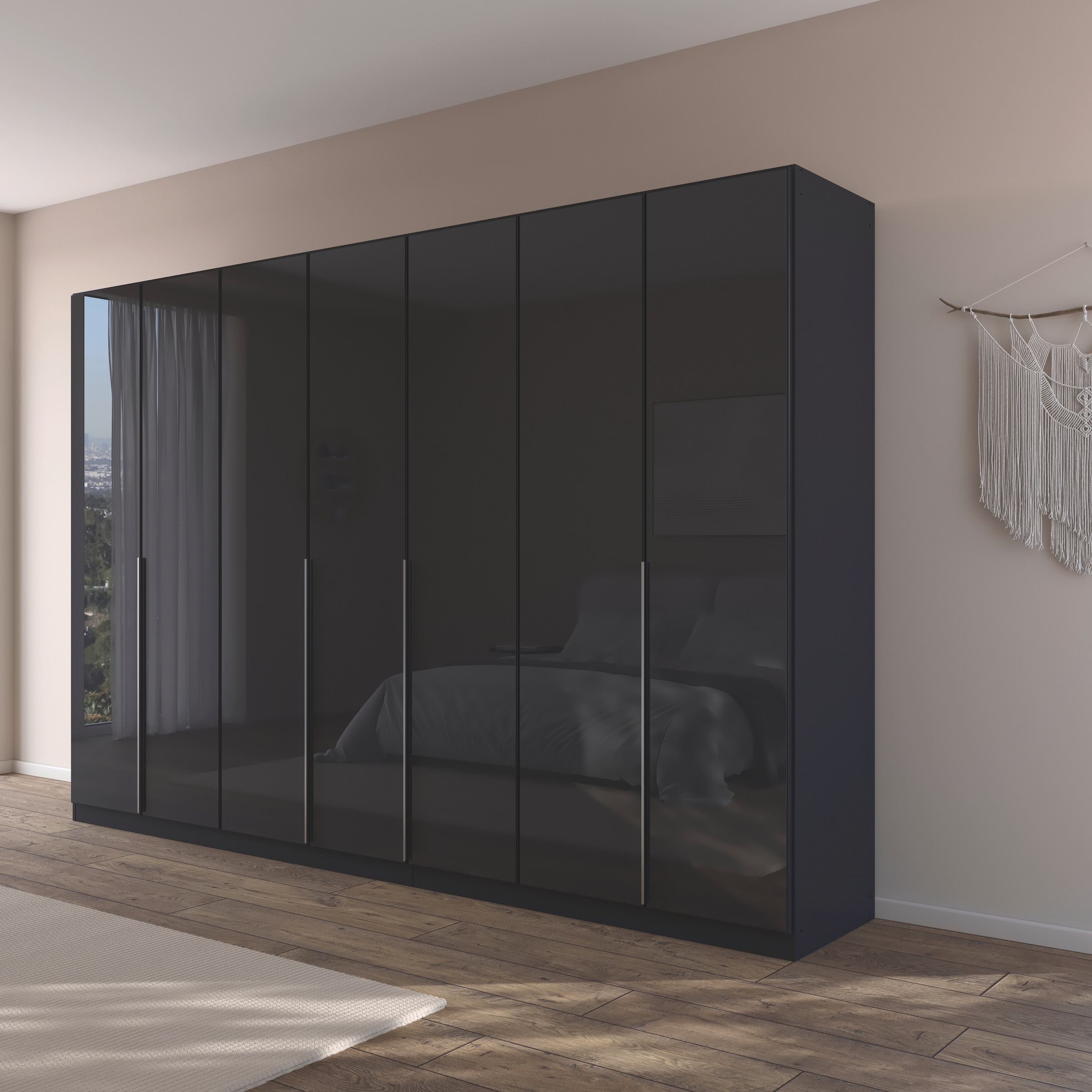 rauch Drehtürenschrank »Kleiderschrank Kleiderschränke Schrank Garderobe AGORDO mit Glasfront«, (in zwei Griff-Farben), durchdachte Innenausstattung, in 6 Breiten und 2 Höhen MADE IN GERMANY