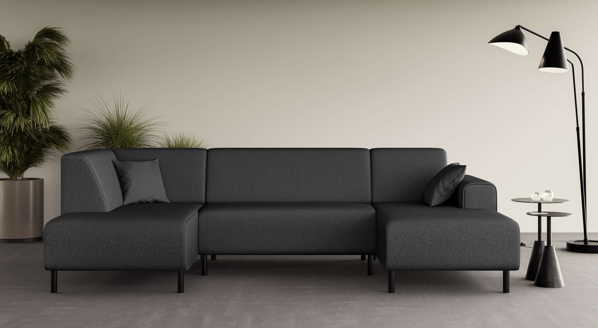 OTTO home Wohnlandschaft "ARROS U-Form mit Wellenunterfederung, Maße B/T/H: 300/163/81 cm" incl. Zierkissen, mit Recamiere links/rechts bestellbar, auch in Cord