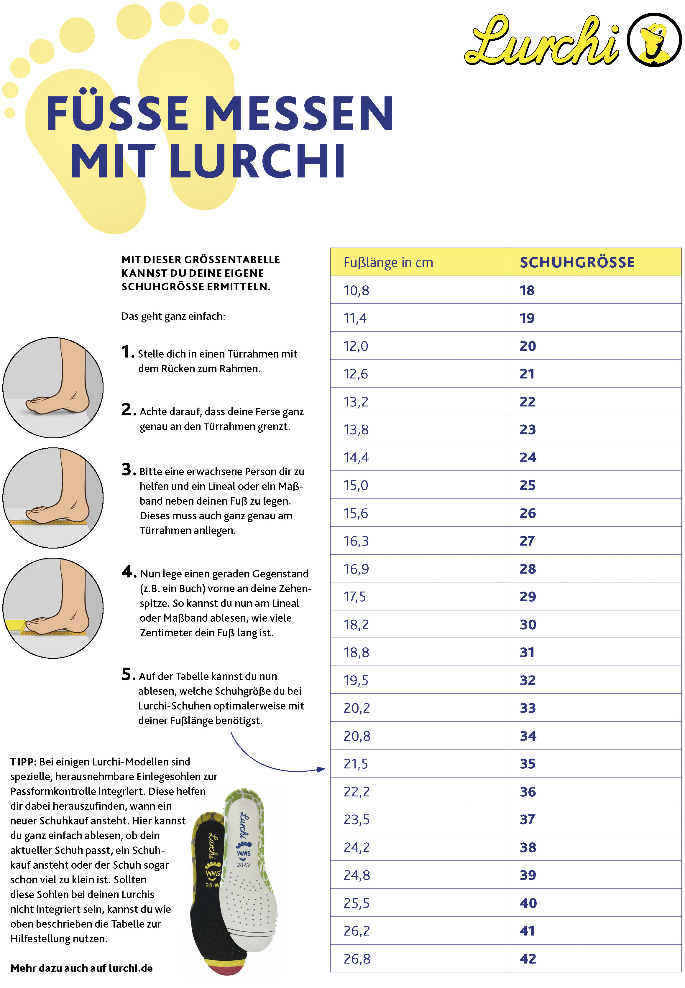 Lurchi Barfußschuh "Bibu Barefoot" Klettschuh, Hausschuh mit Label, Größenschablone zum Download