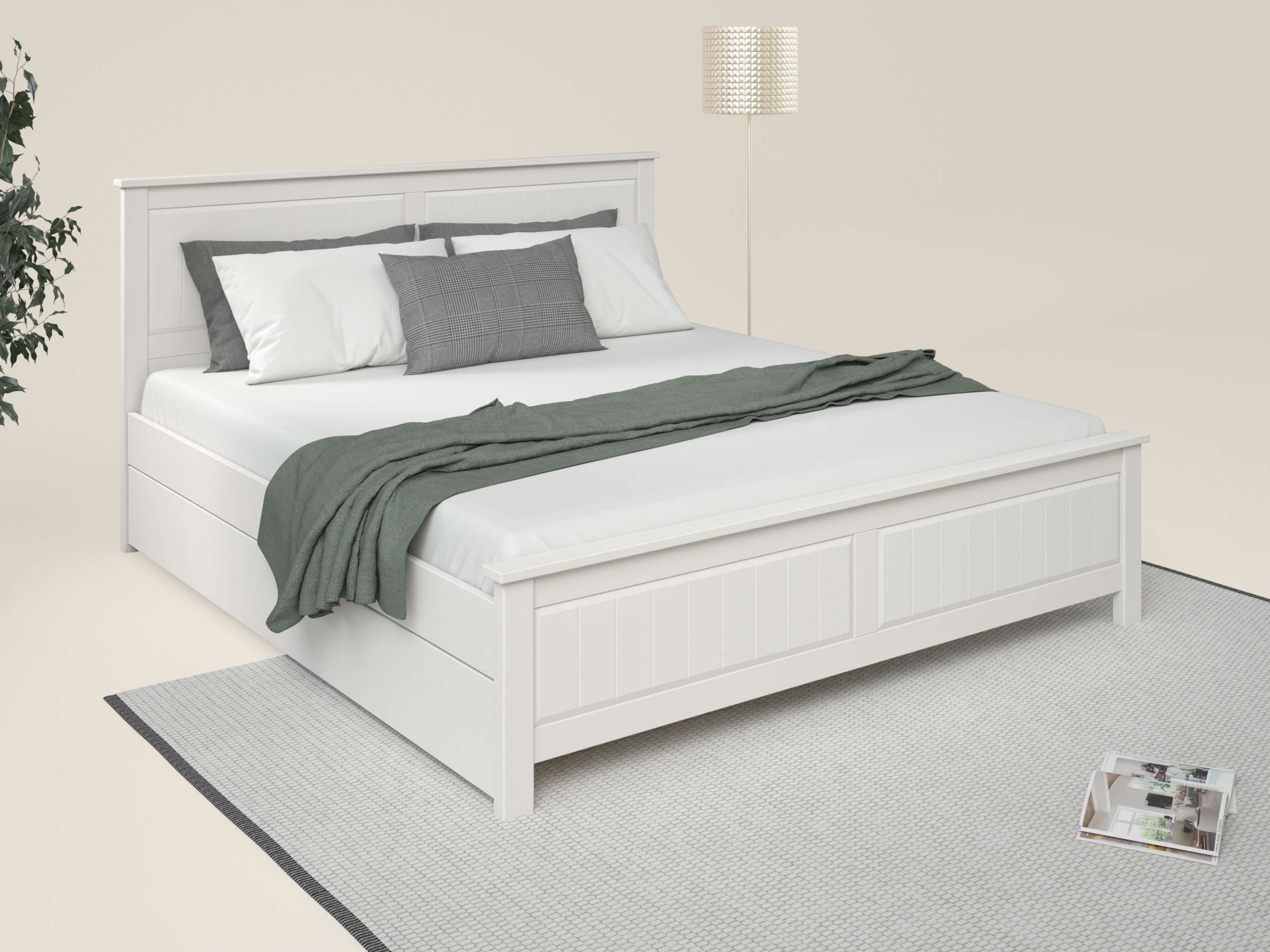 OTTO home Massivholzbett »Northwood, Landhausstil, mit Lamellen und Kassetten, Made in EU« Liegefläche 180x200cm,  inklusive Lattenrost, stilvolles Design, Schubkasten optional (748832)