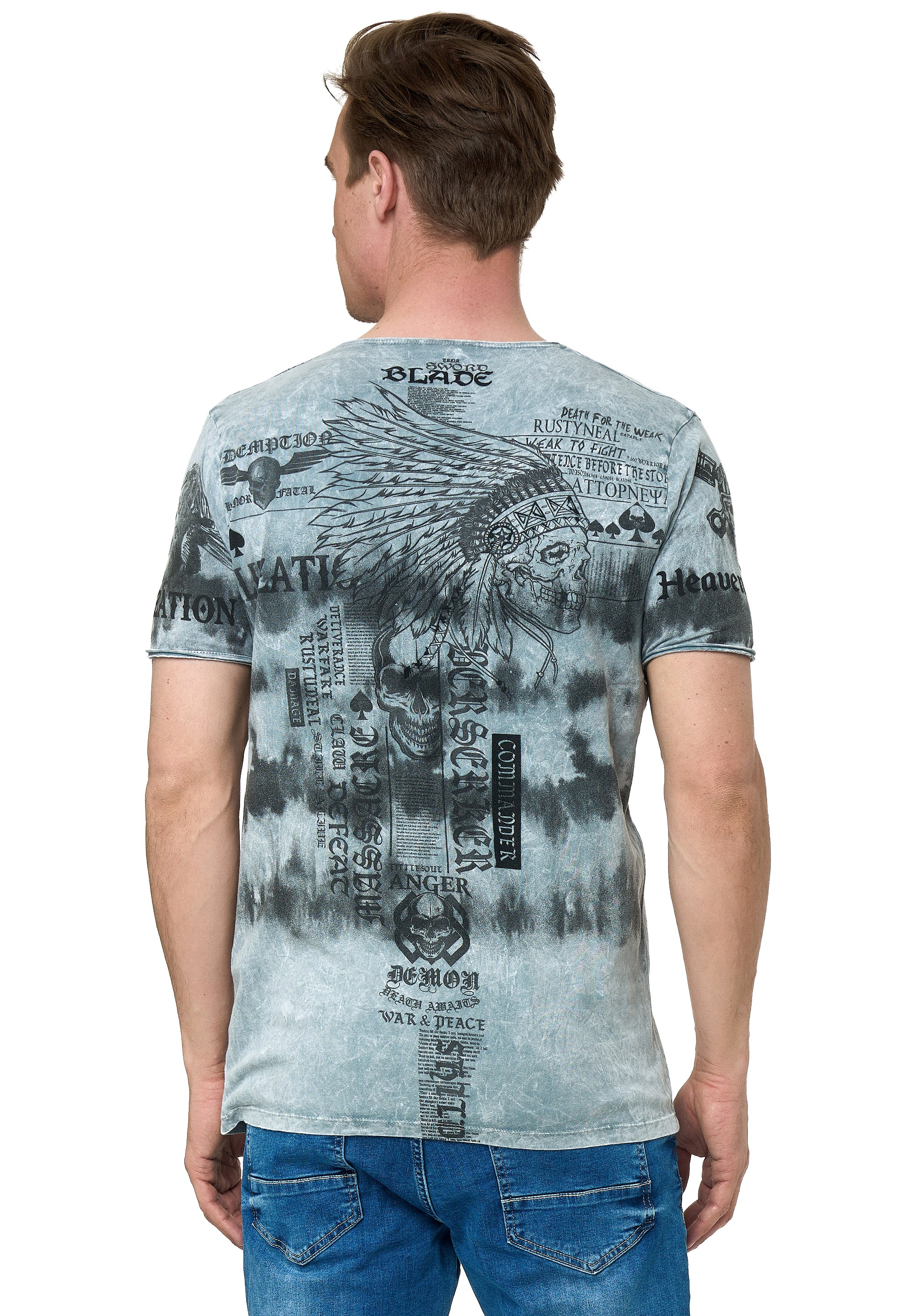 Rusty Neal T-Shirt, in lässiger Batik-Optik
