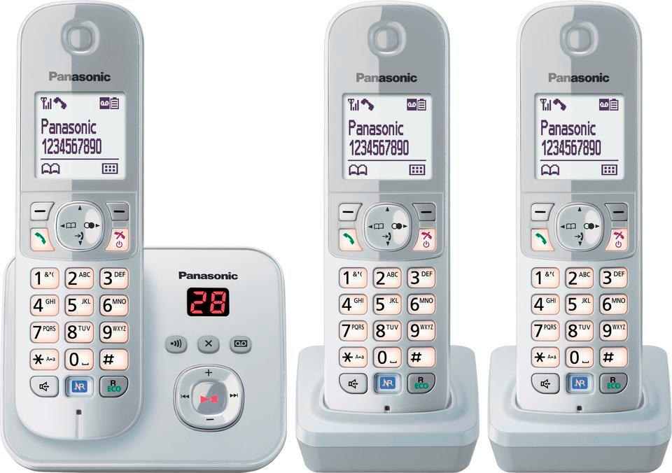 Panasonic Schnurloses DECT-Telefon »TG6823G Trio«, (Mobilteile: 3), mit Anrufbeantworter, Nachtmodis, Freisprechen