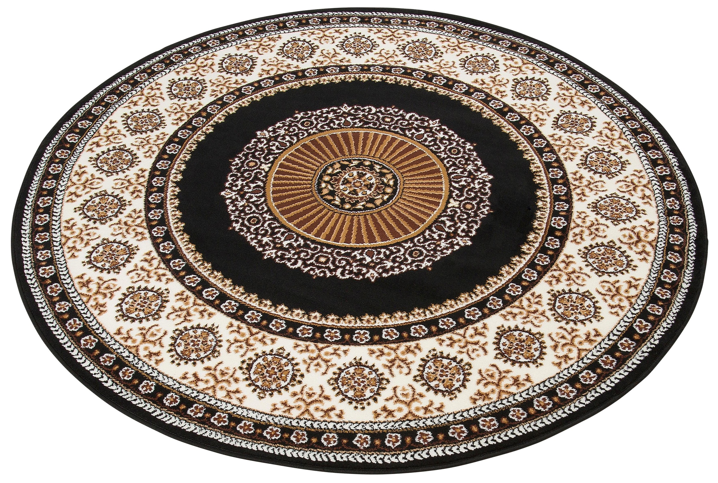 Teppich OTTO HOME "Shari, Made in Belgium" Gr. 9, schwarz, H:7mm Ø:140cm, Kunstfaser, Teppiche, Teppich, Orient-Dekor, mit Bordüre, Kurzflor, weich, pflegeleicht, elegant 3