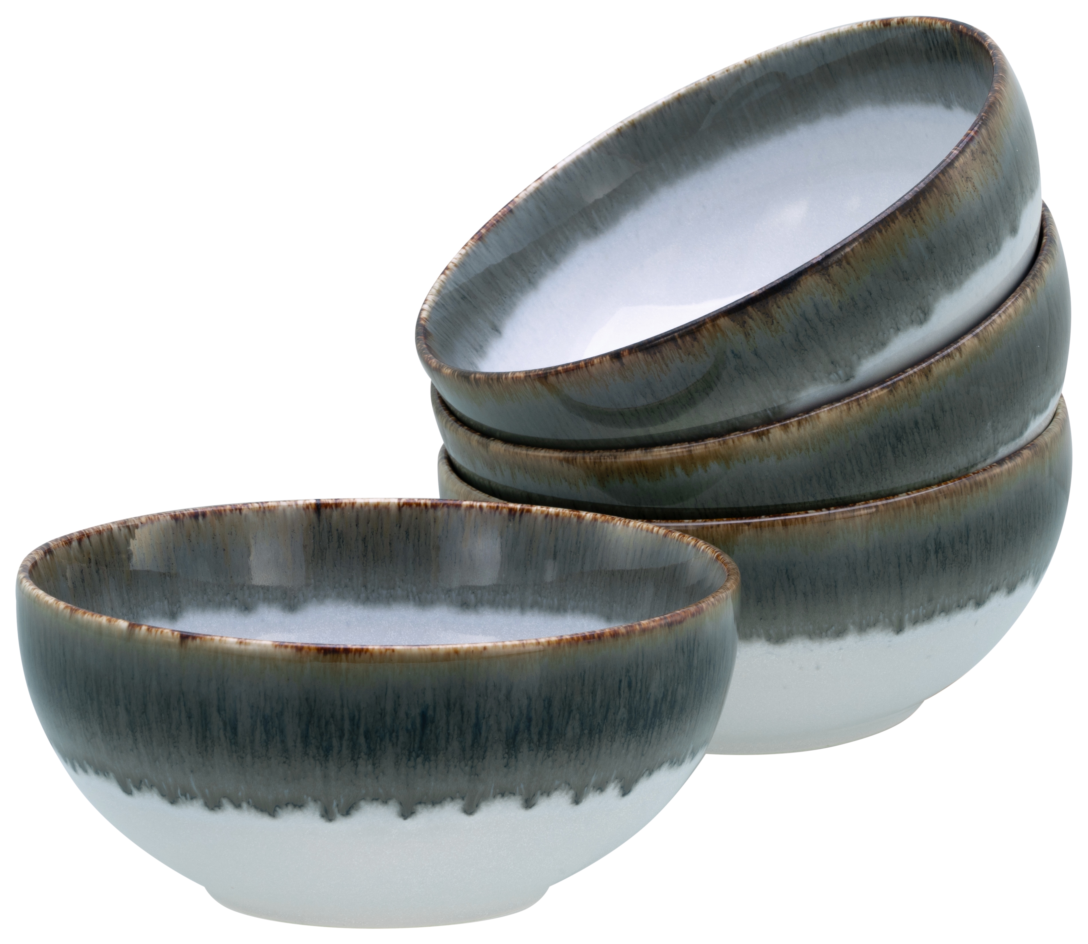 CREATABLE Schale "Cascade, Buddha Bowl 17,5 cm 4-tlg", Ø 17,5cm, grau, Schüsseln, Rekativglasur, Healthy Food